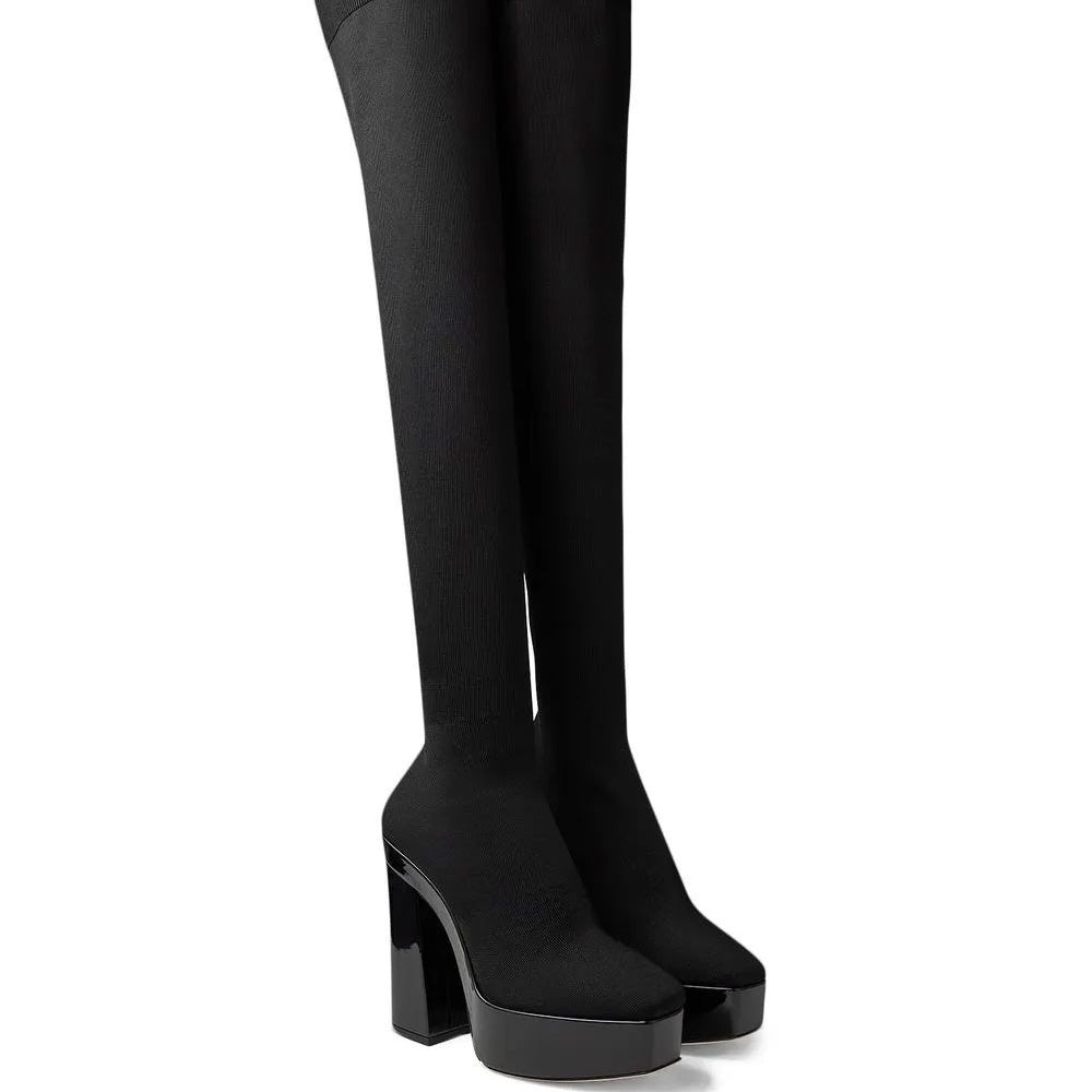Jimmy Choo Black Fabric Over The Knee
