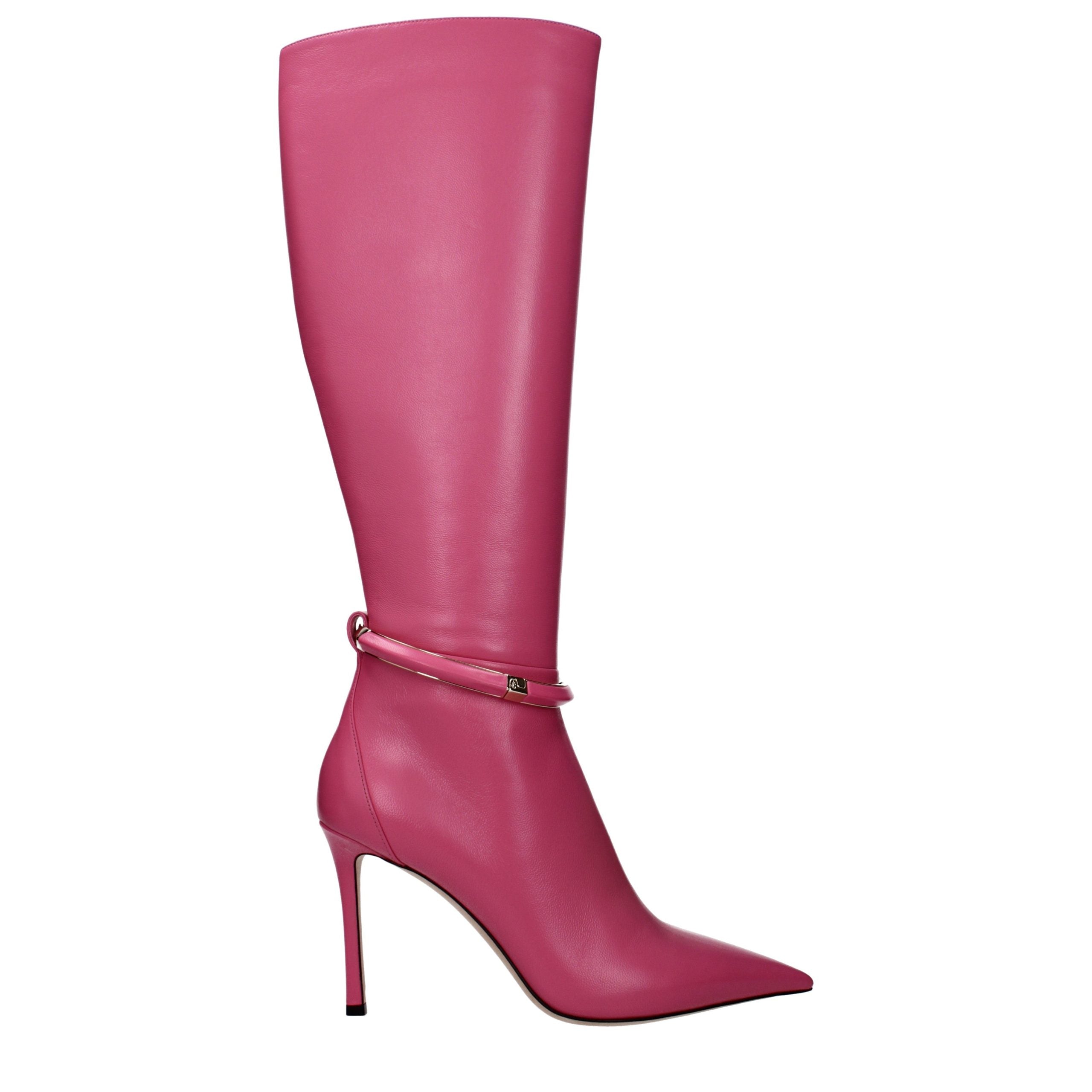 Jimmy Choo Pink Leather High Heel Boots