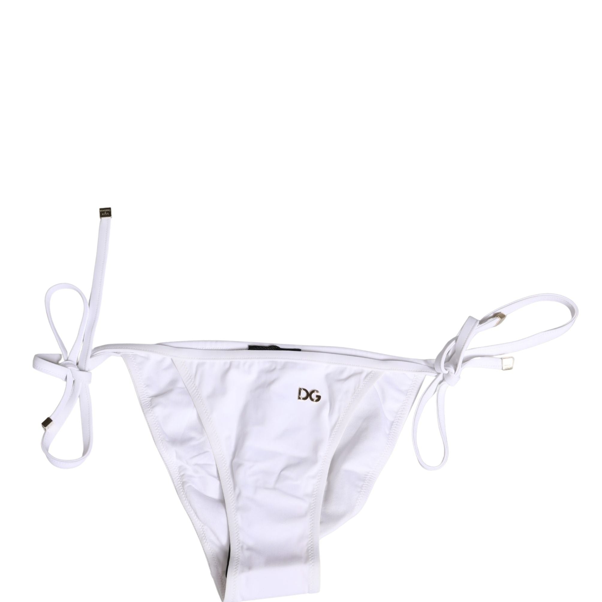 Dolce & Gabbana White Nylon Bikini Logo Plaque 2 Piece Swimwear