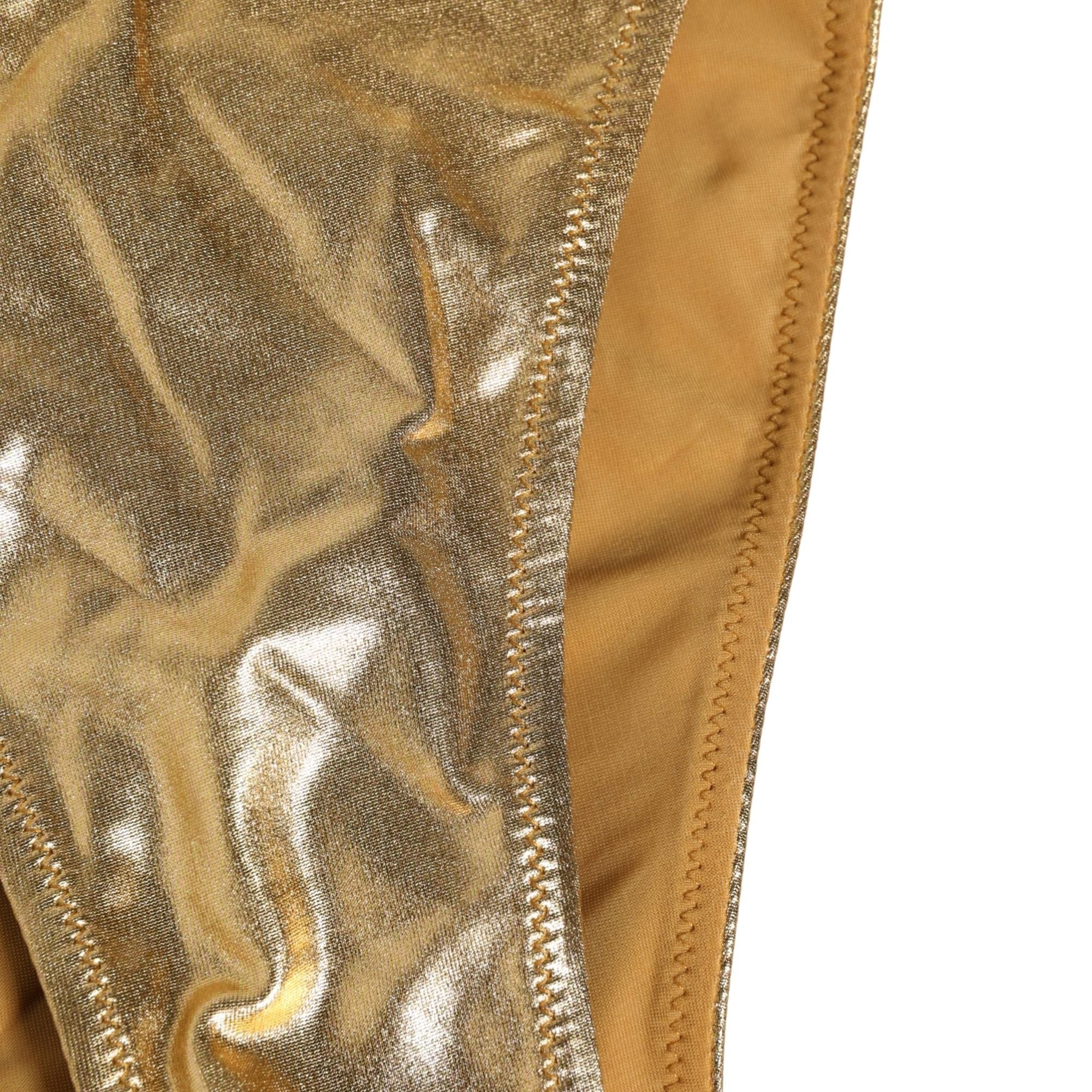 Dolce & Gabbana Gold-Tone Polyester Bikini Bottom Logo Swimwear