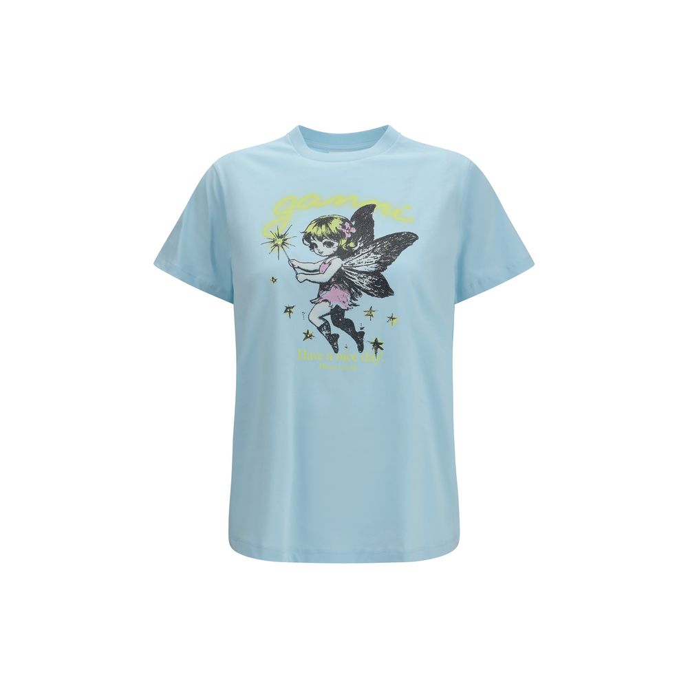 Ganni Blue Cotton T-Shirt