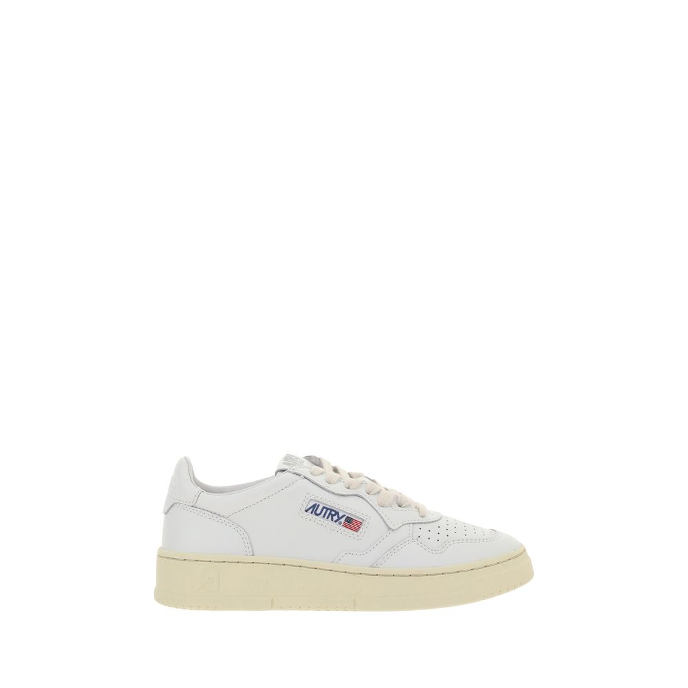 Autry White Calf Leather Bos Taurus Low Top Sneakers