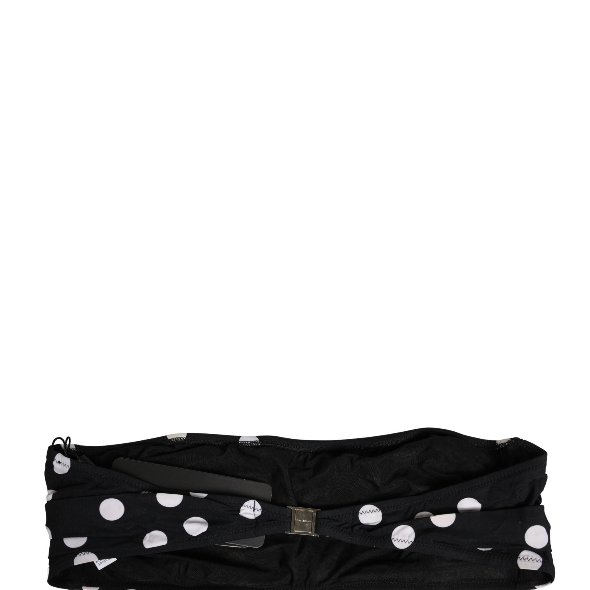 Dolce & Gabbana Black White Polka Dot Bandeau Beachwear Swimwear