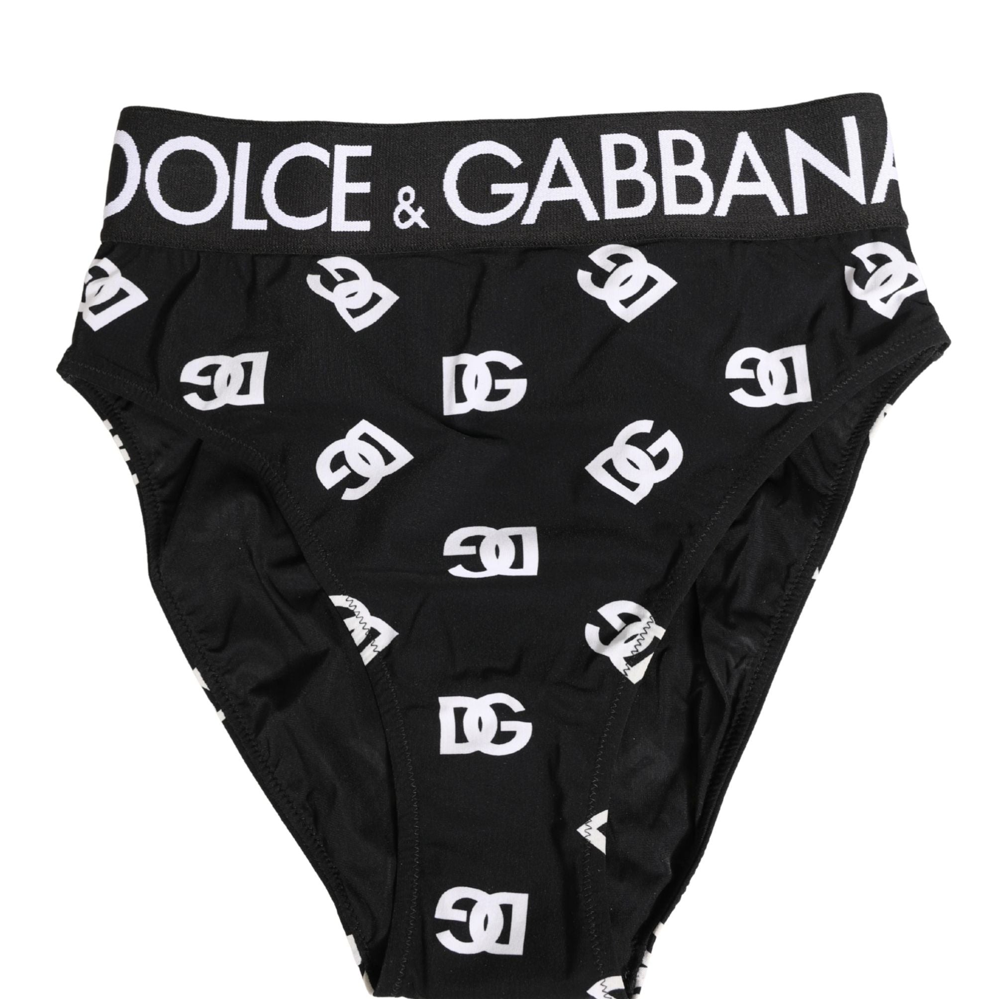 Dolce & Gabbana White Black Logo Waistband Midi Brief Underwear