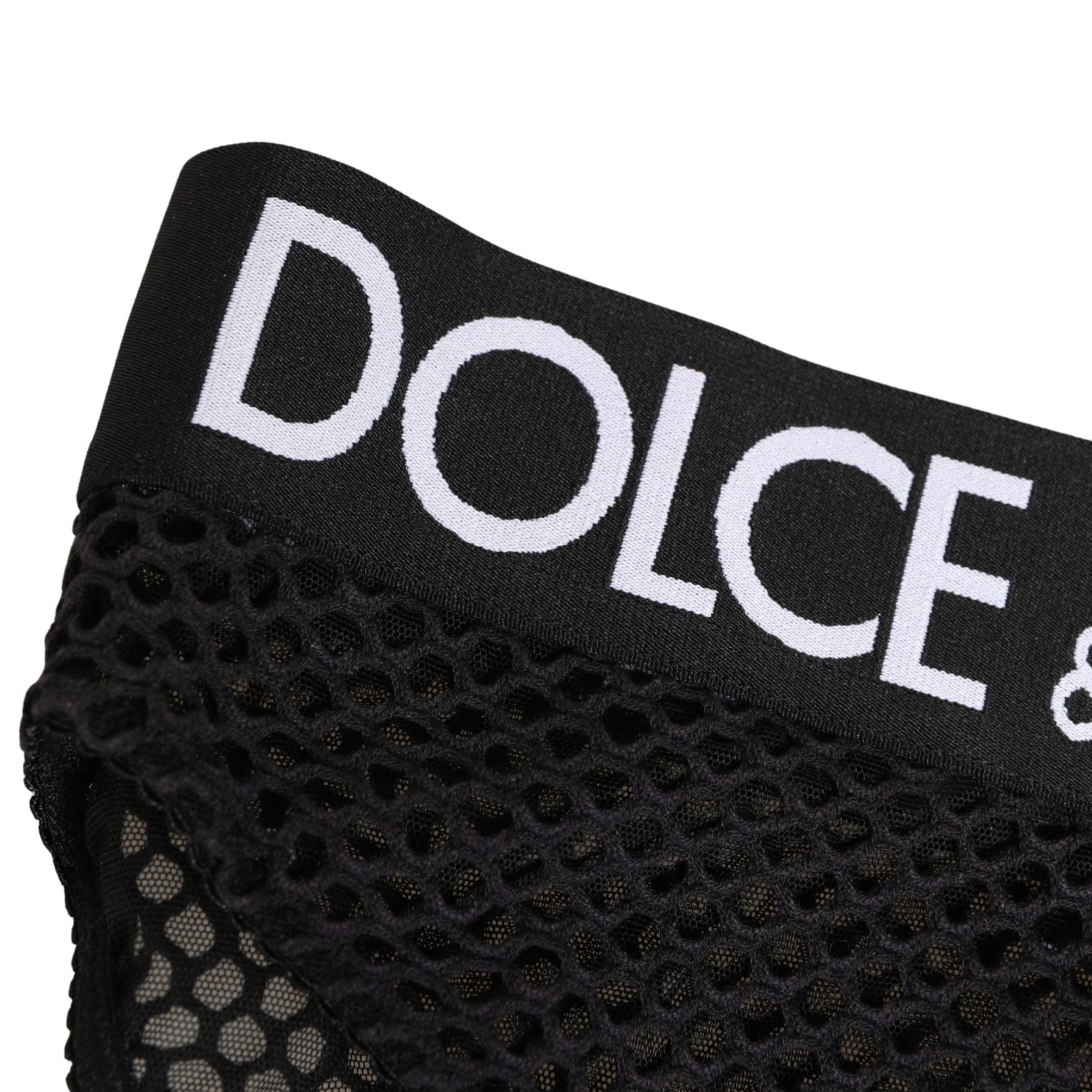 Dolce & Gabbana Black Cotton Mesh High Brief Panty Underwear