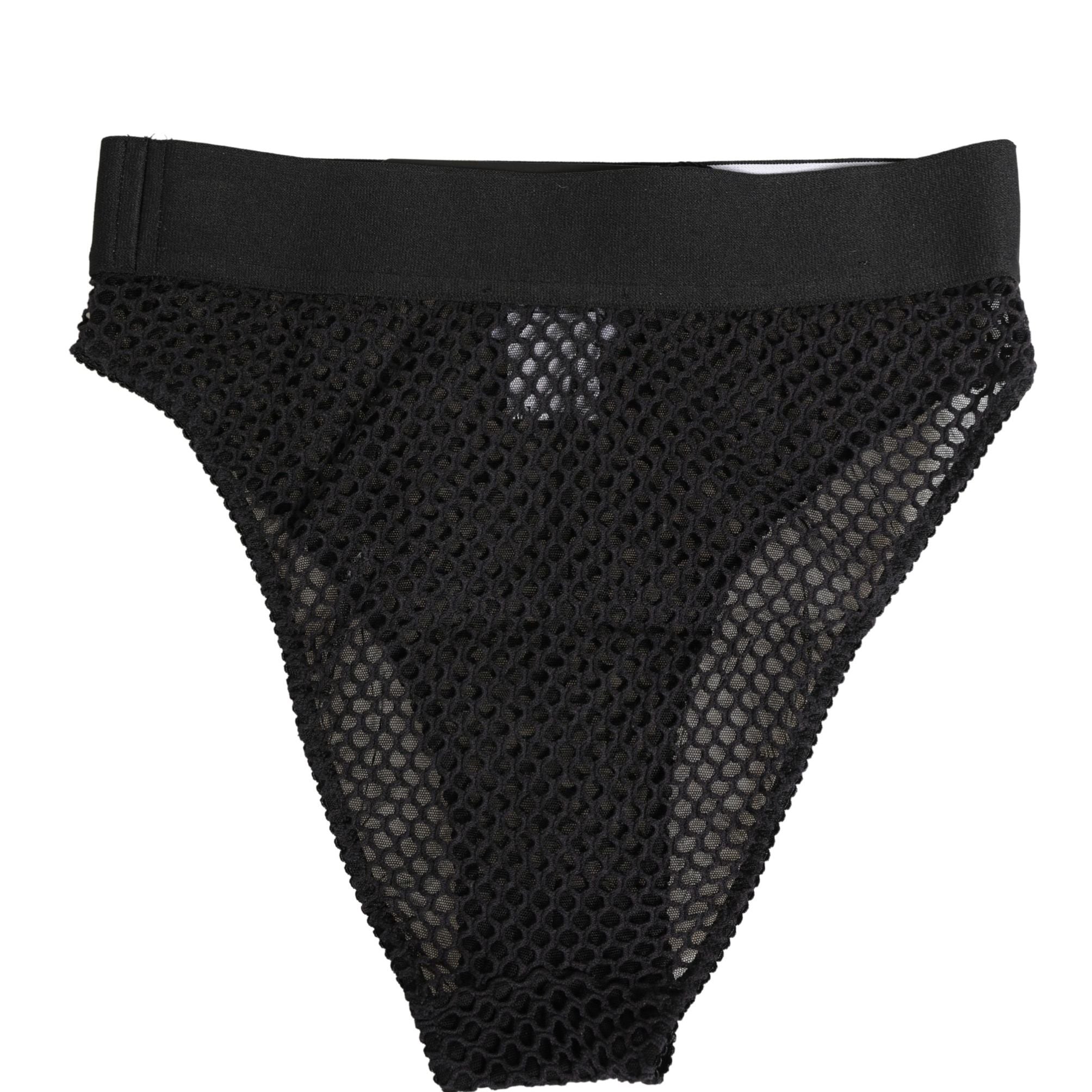 Dolce & Gabbana Black Cotton Mesh High Brief Panty Underwear