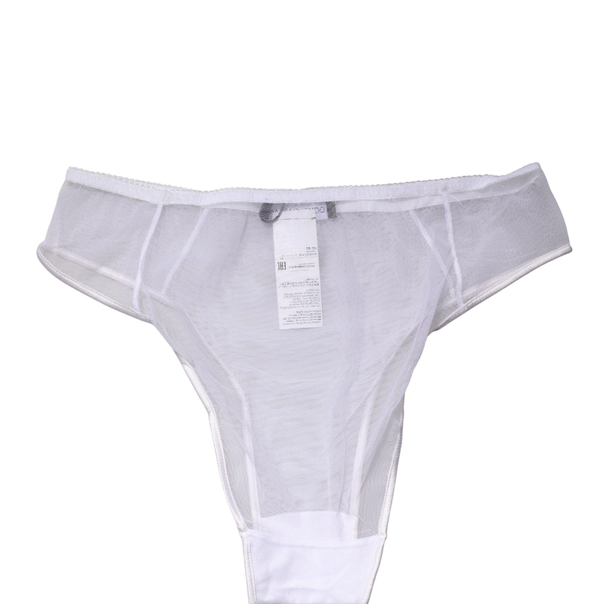 Dolce & Gabbana White Sheer Silk Stretch High Brief Underwear