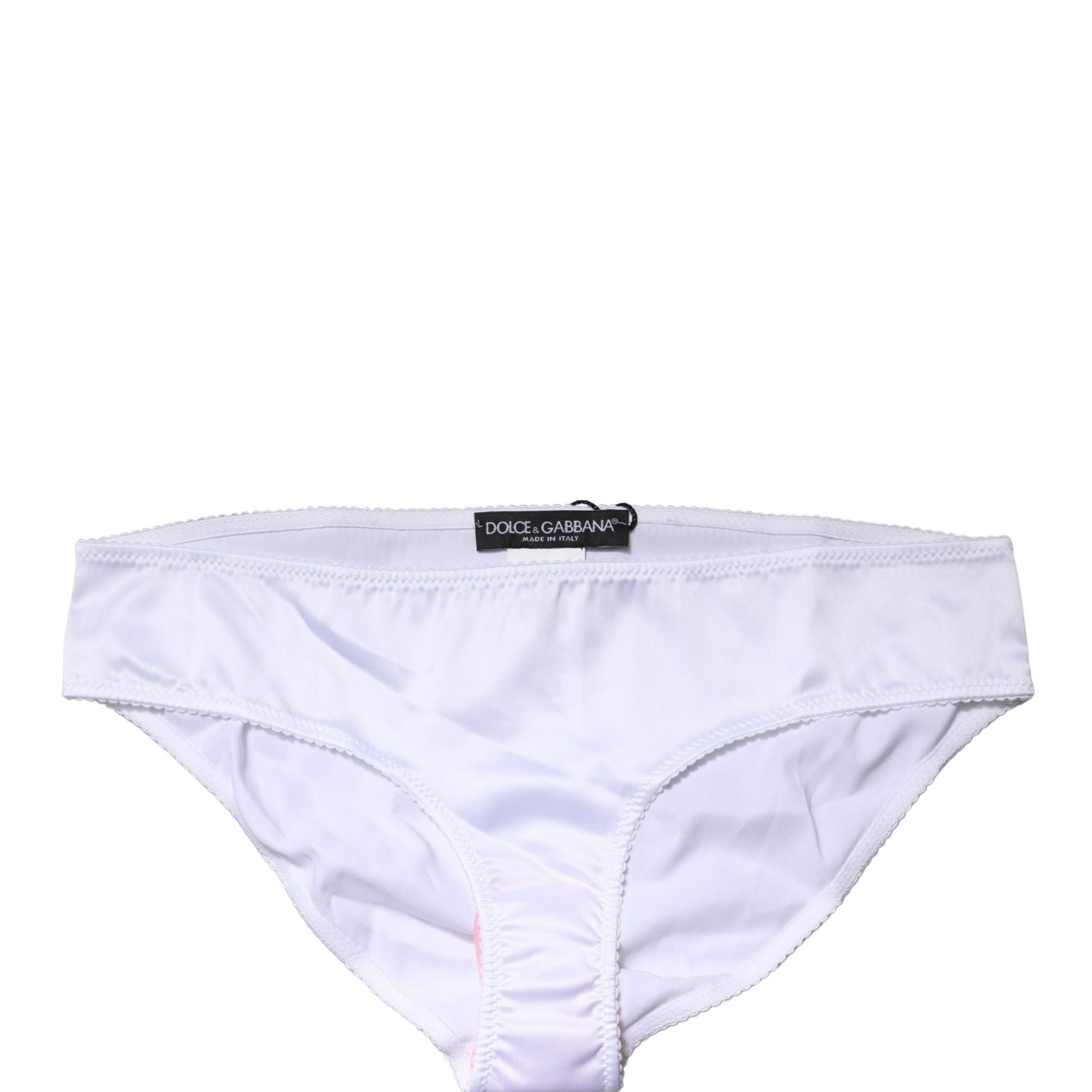 Dolce & Gabbana White Silk Stretch Mid Waist Brief Panty Underwear