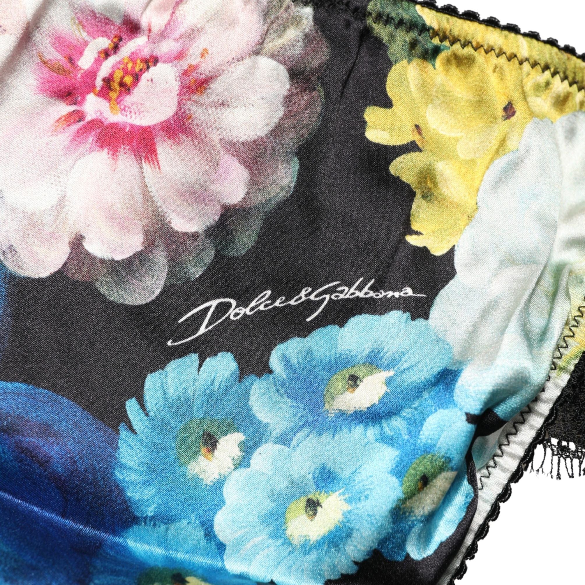Dolce & Gabbana Black Floral Lace Mid Waist Brief Panty Underwear