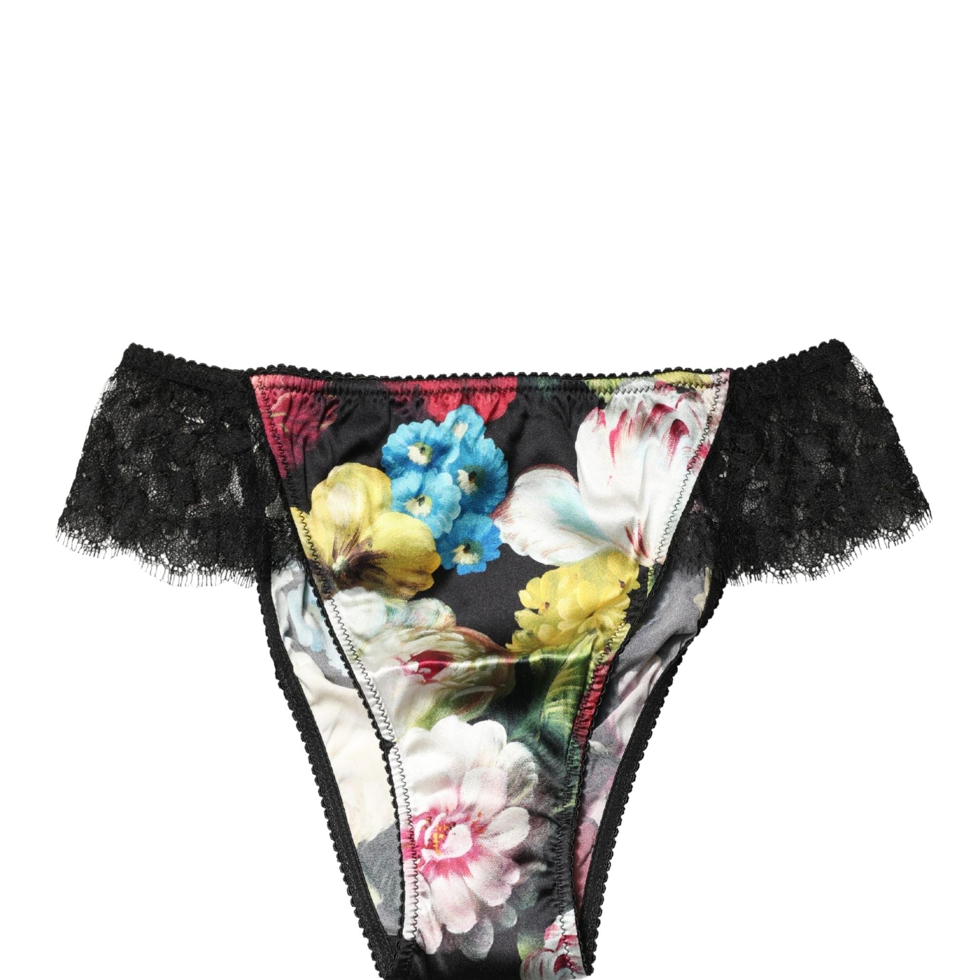 Dolce & Gabbana Black Floral Lace Mid Waist Brief Panty Underwear