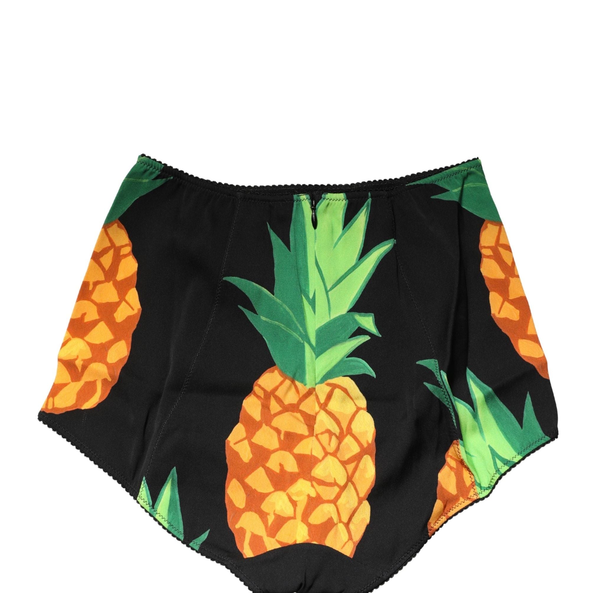 Dolce & Gabbana Black Pineapple High Waist Girdle Panty Underwear
