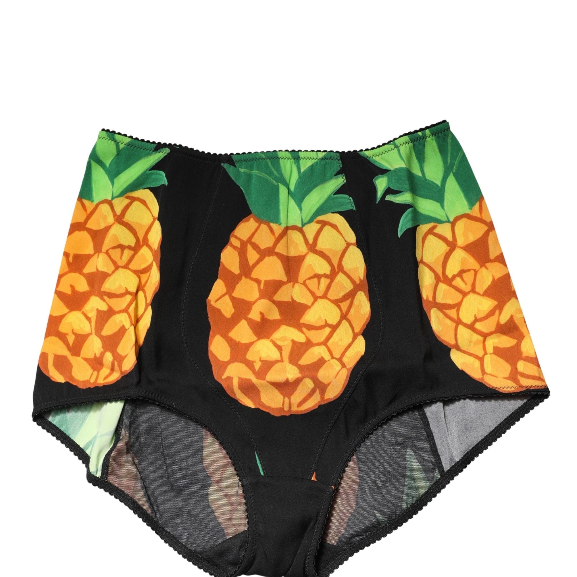 Dolce & Gabbana Black Pineapple High Waist Girdle Panty Underwear