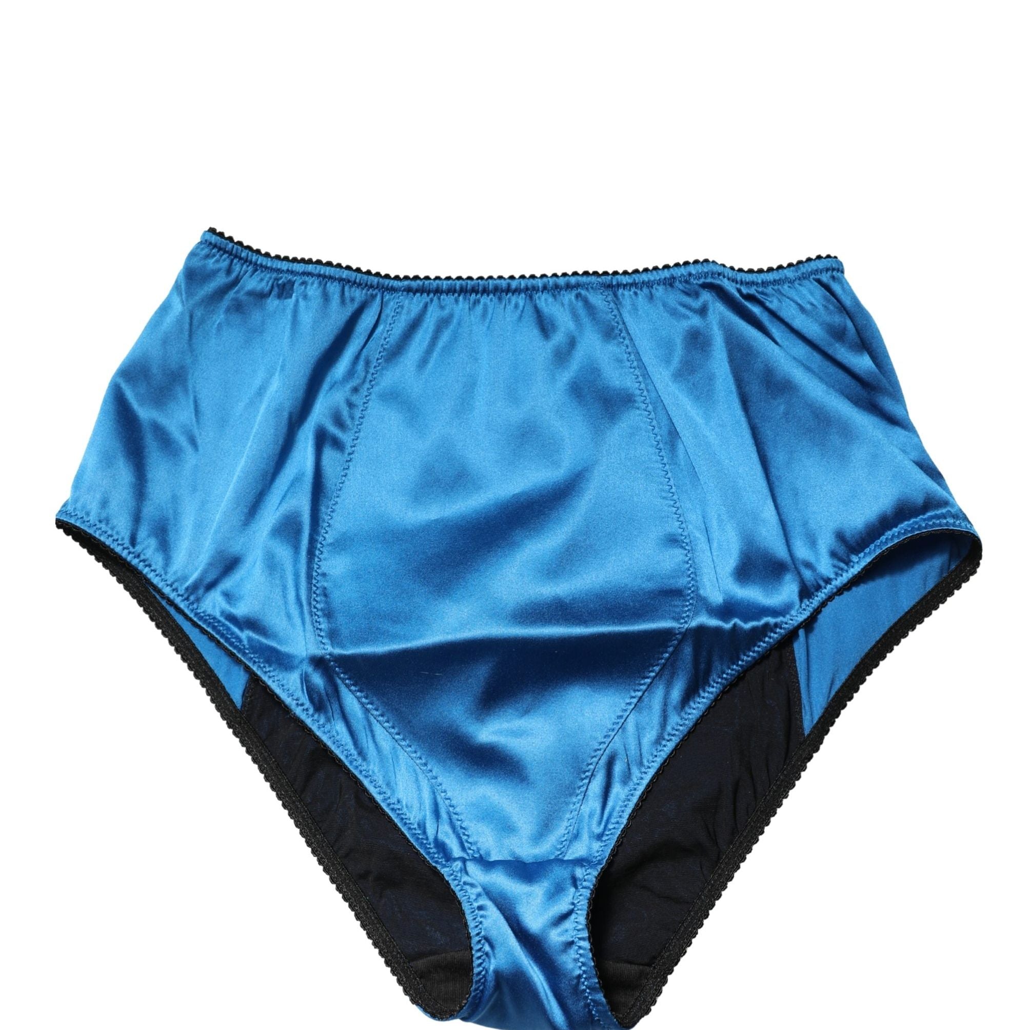 Dolce & Gabbana Blue Silk Blend High Waist Girdle Panty Underwear