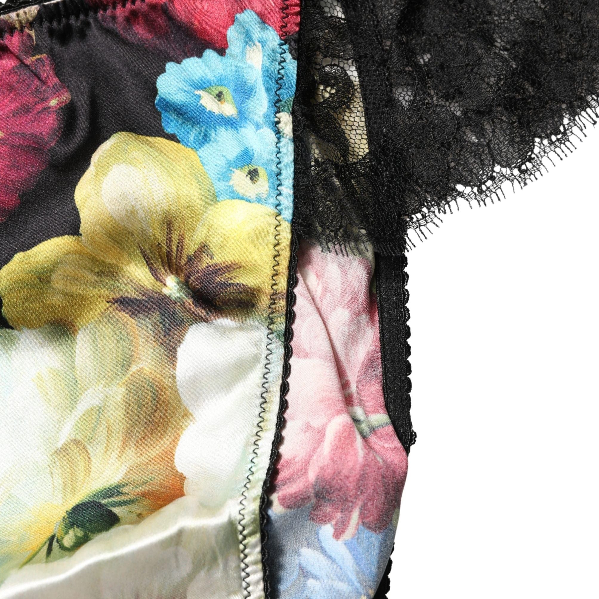 Dolce & Gabbana Black Floral Lace Mid Waist Brief Panty Underwear