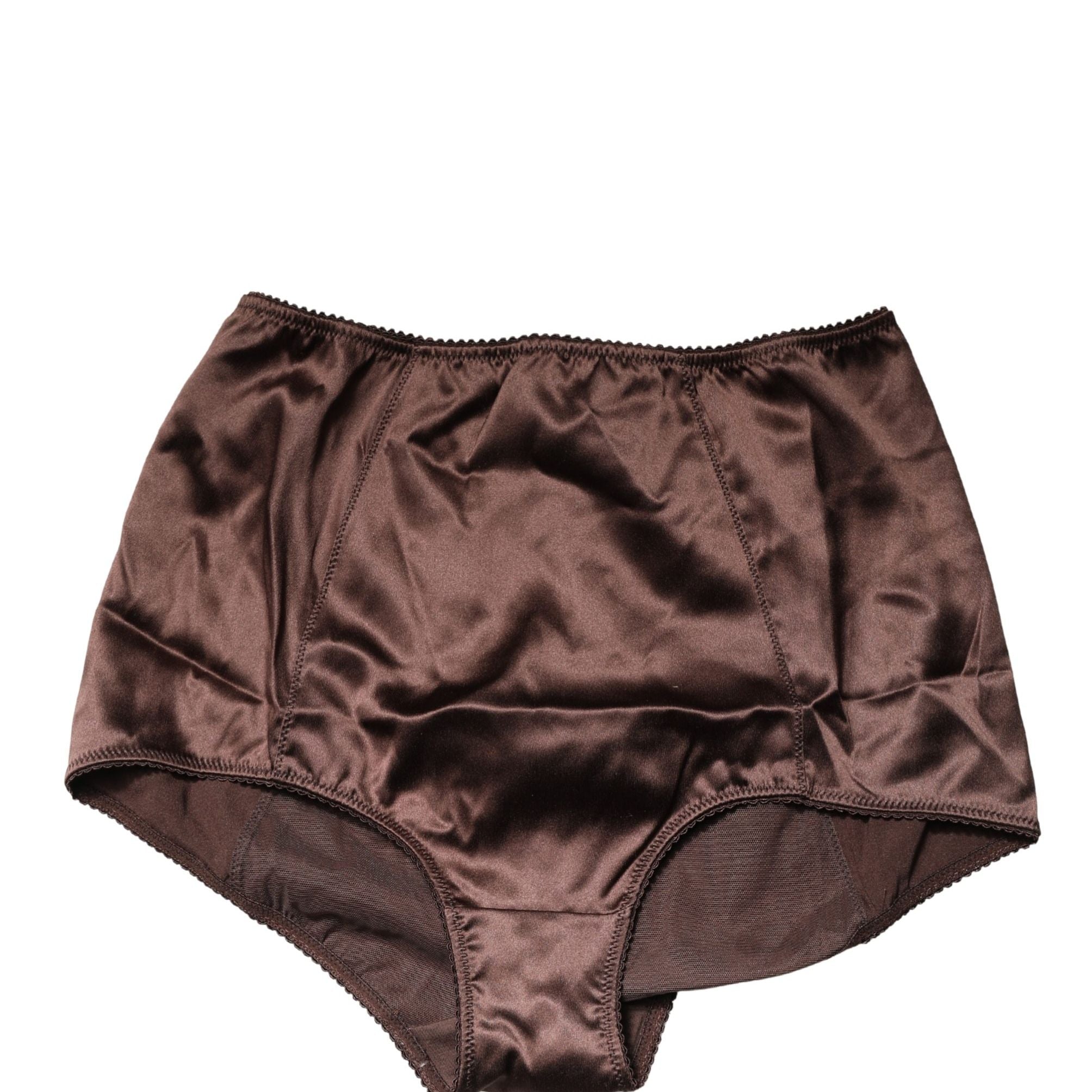 Dolce & Gabbana Brown Silk Blend High Waist Girdle Panty Underwear