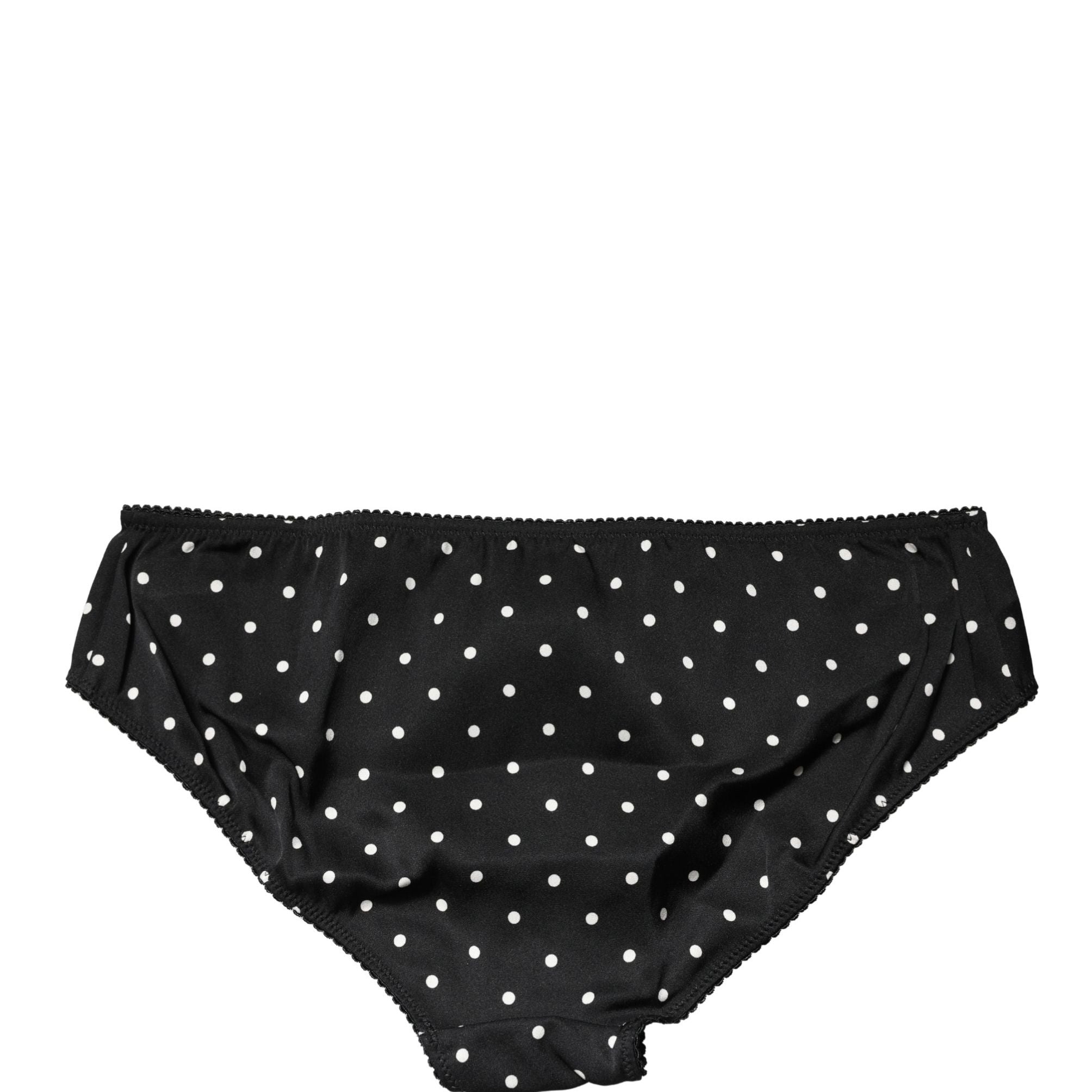 Dolce & Gabbana Black Polka Dots Mid Waist Brief Panty Underwear