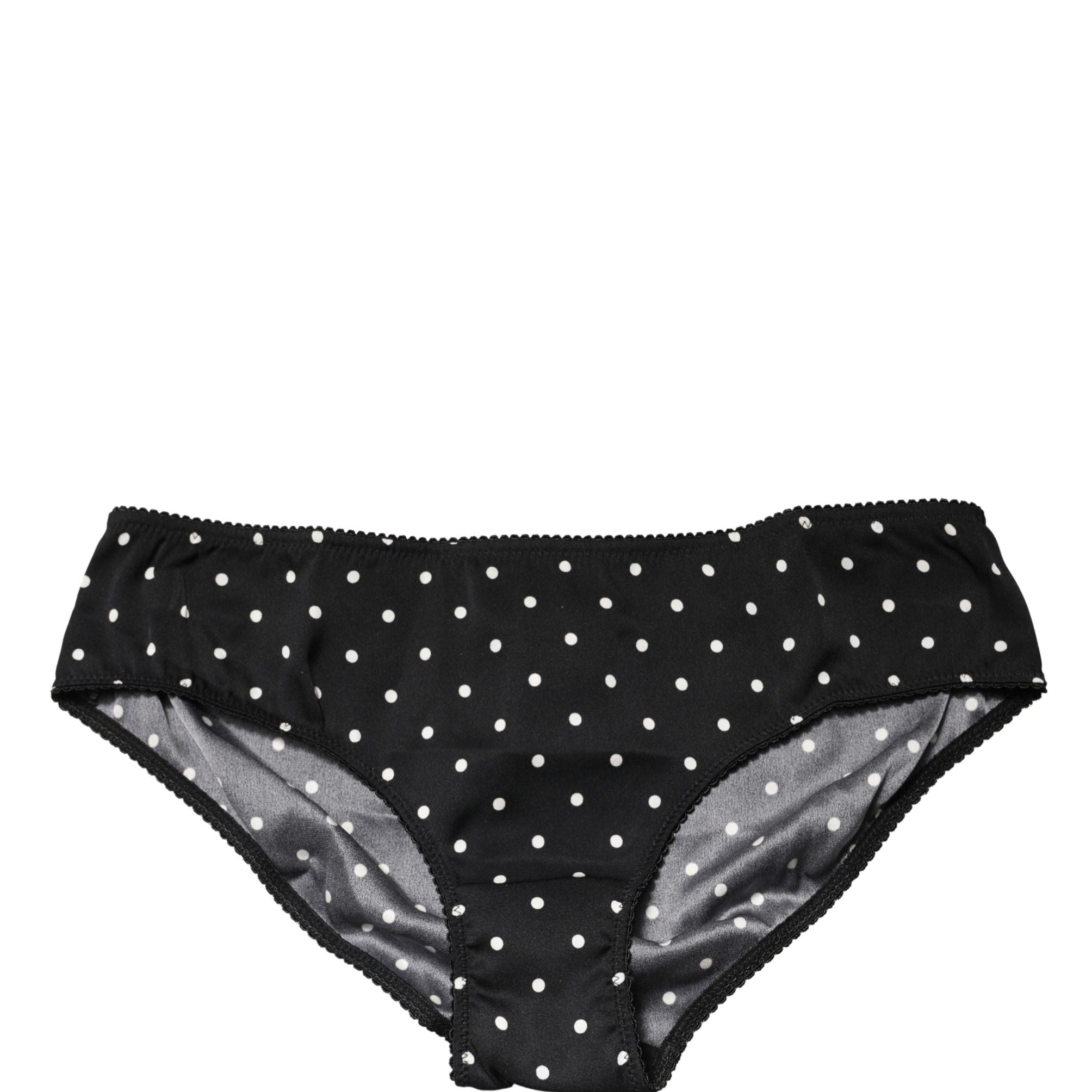 Dolce & Gabbana Black Polka Dots Mid Waist Brief Panty Underwear