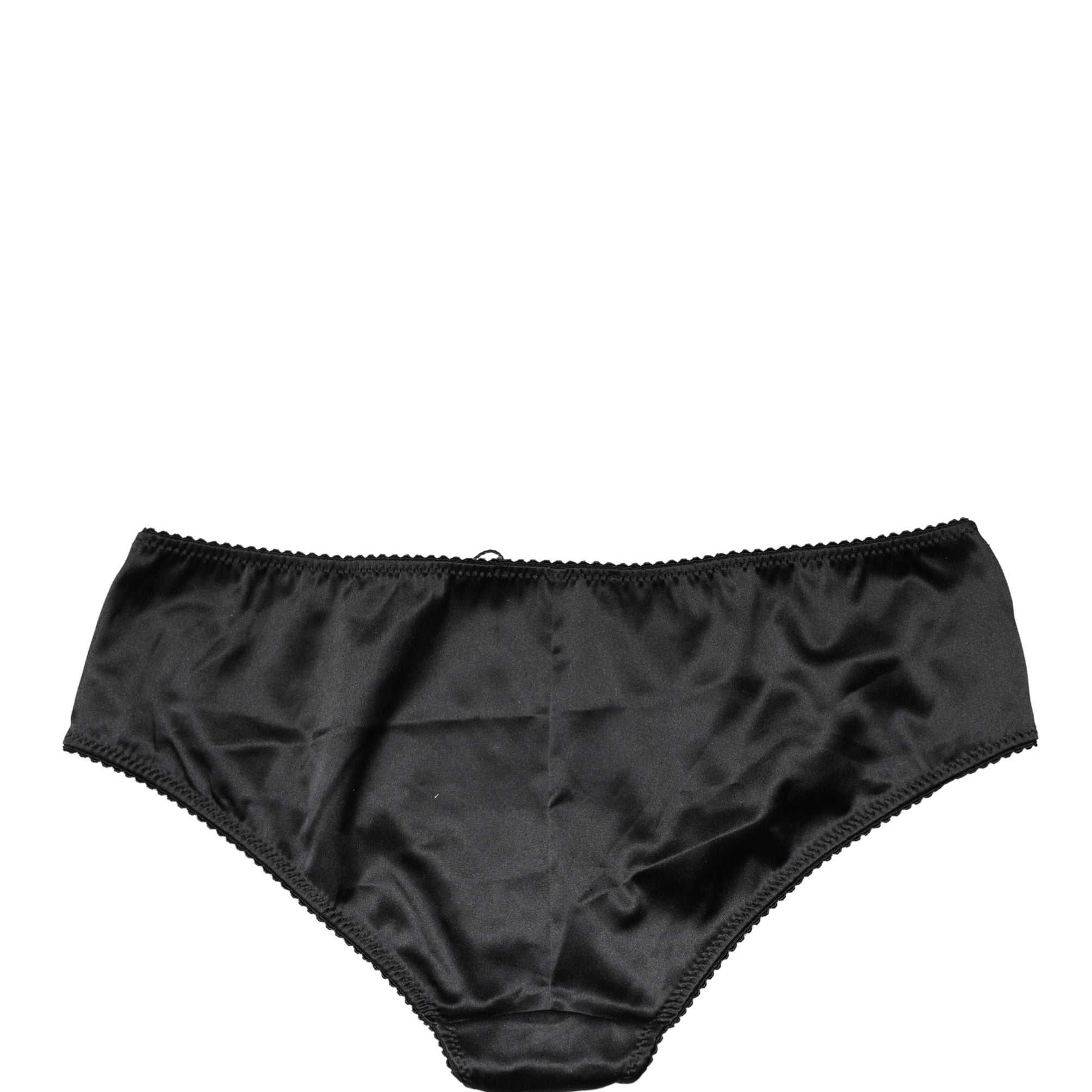 Dolce & Gabbana Black Silk Stretch Mid Waist Brief Panty Underwear