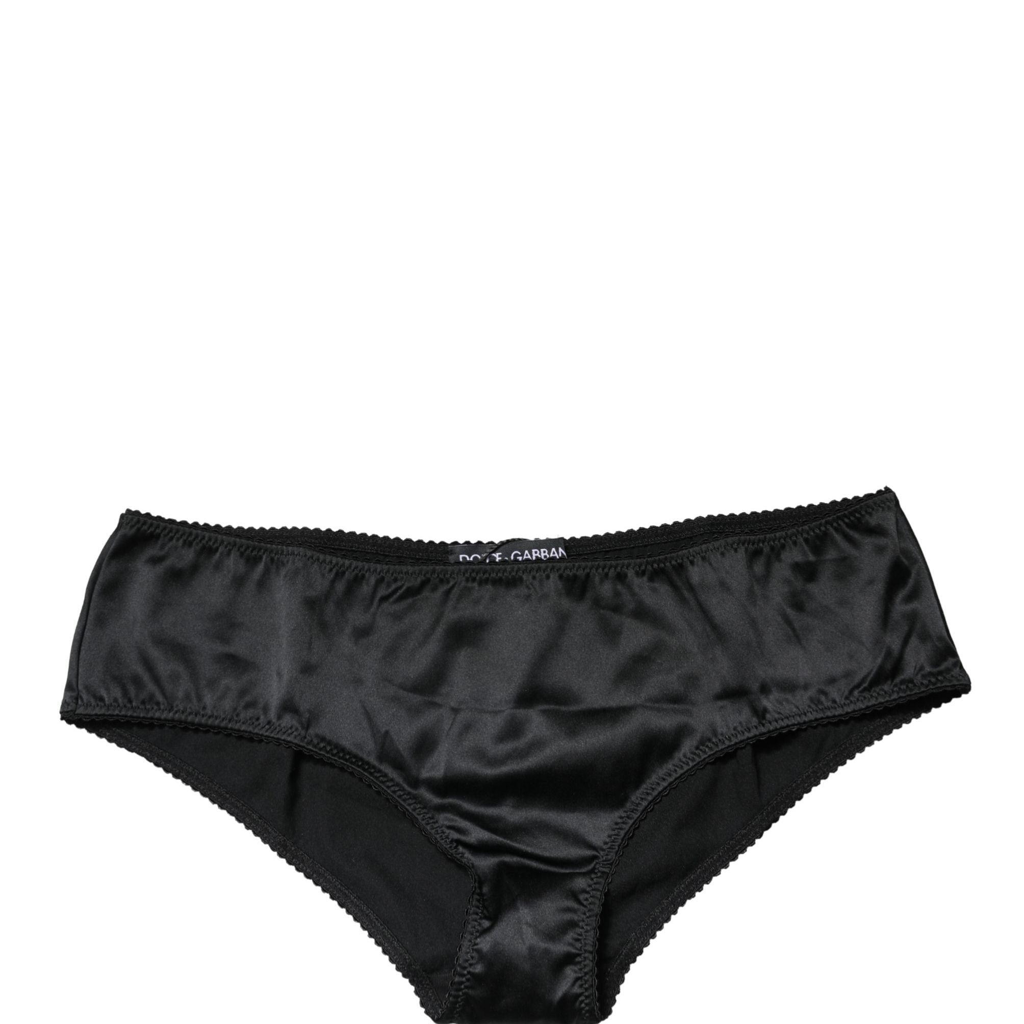 Dolce & Gabbana Black Silk Stretch Mid Waist Brief Panty Underwear
