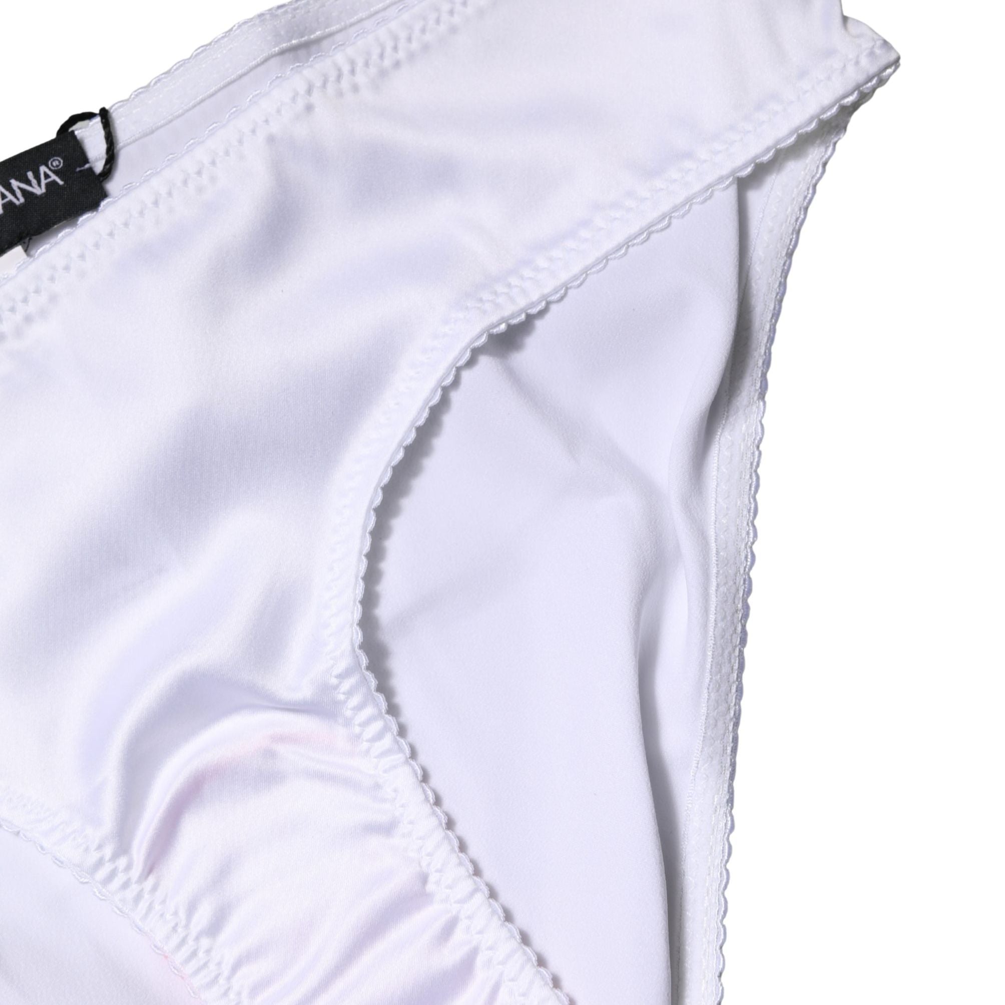 Dolce & Gabbana White Silk Stretch Mid Waist Brief Panty Underwear