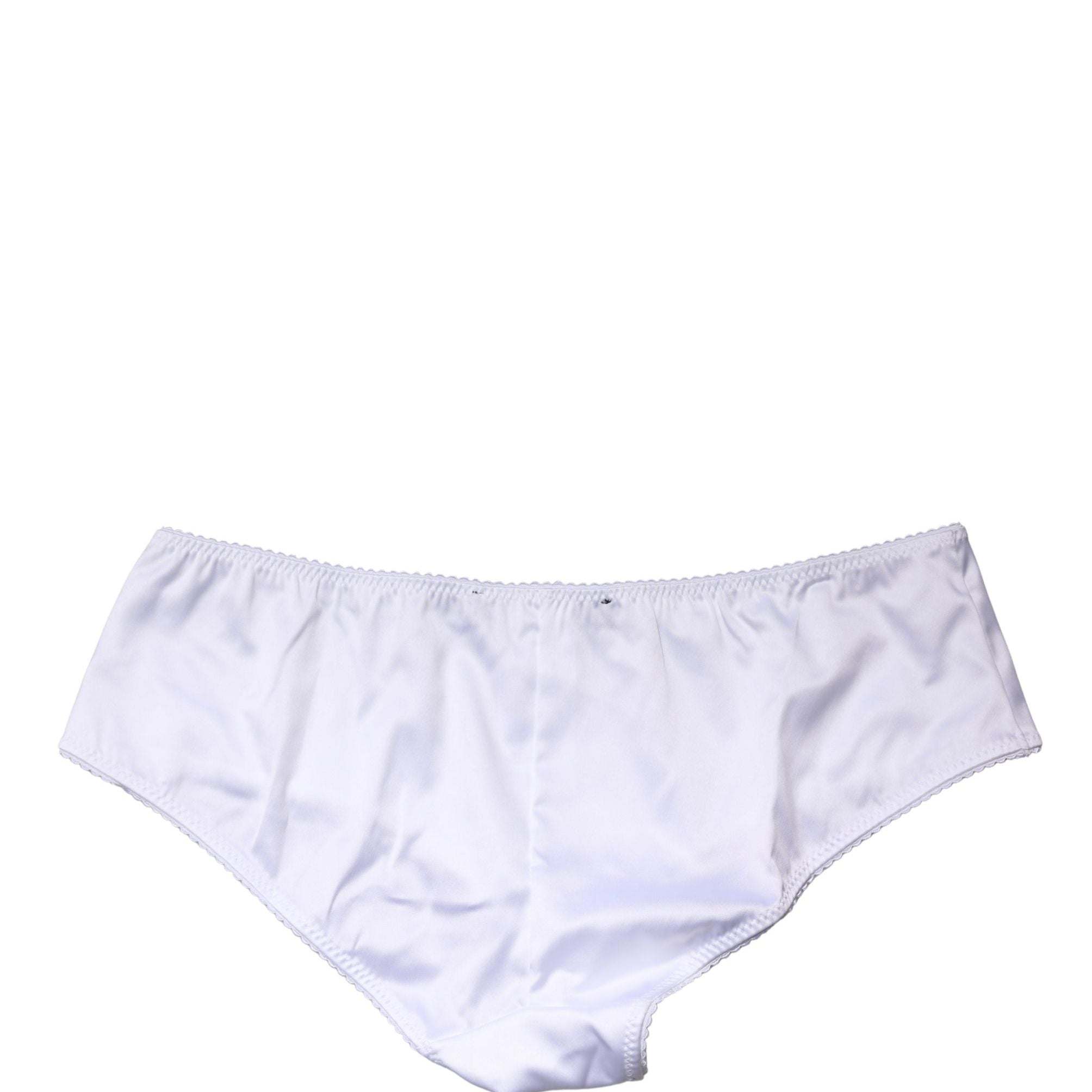 Dolce & Gabbana White Silk Stretch Mid Waist Brief Panty Underwear