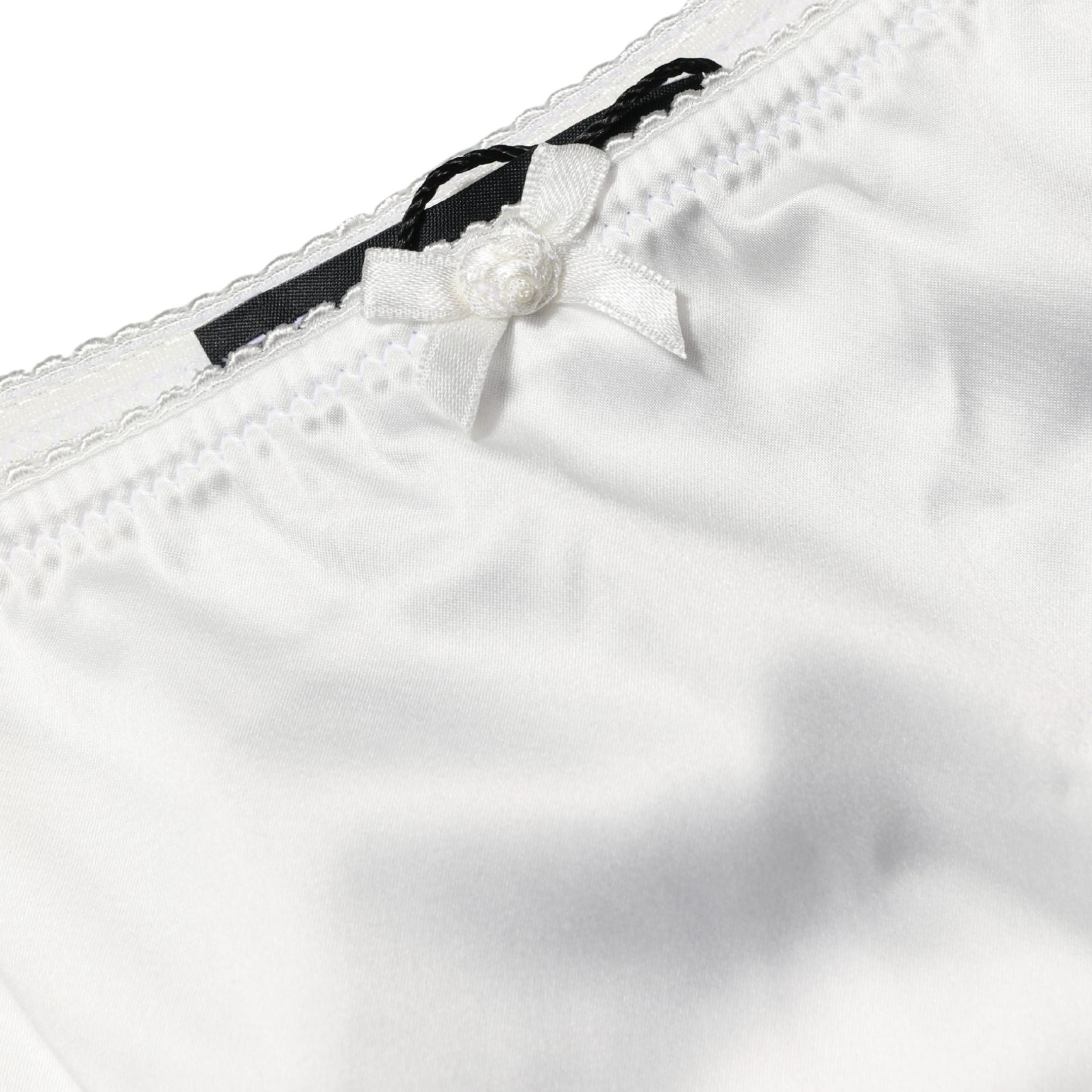 Dolce & Gabbana White Silk Stretch Mid Waist Brief Panty Underwear