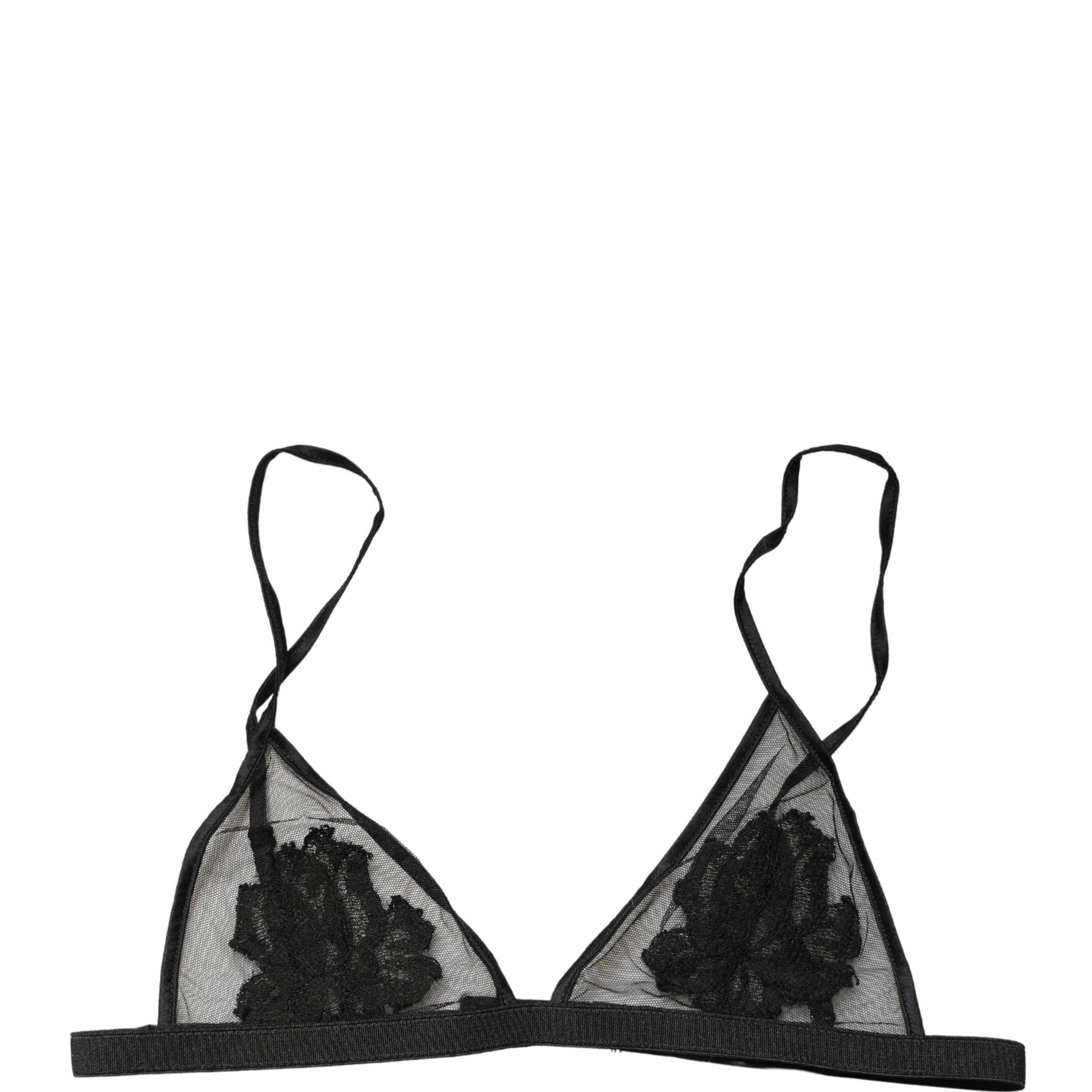 Dolce & Gabbana Black Floral Soft Cup Triangle Bra Underwear