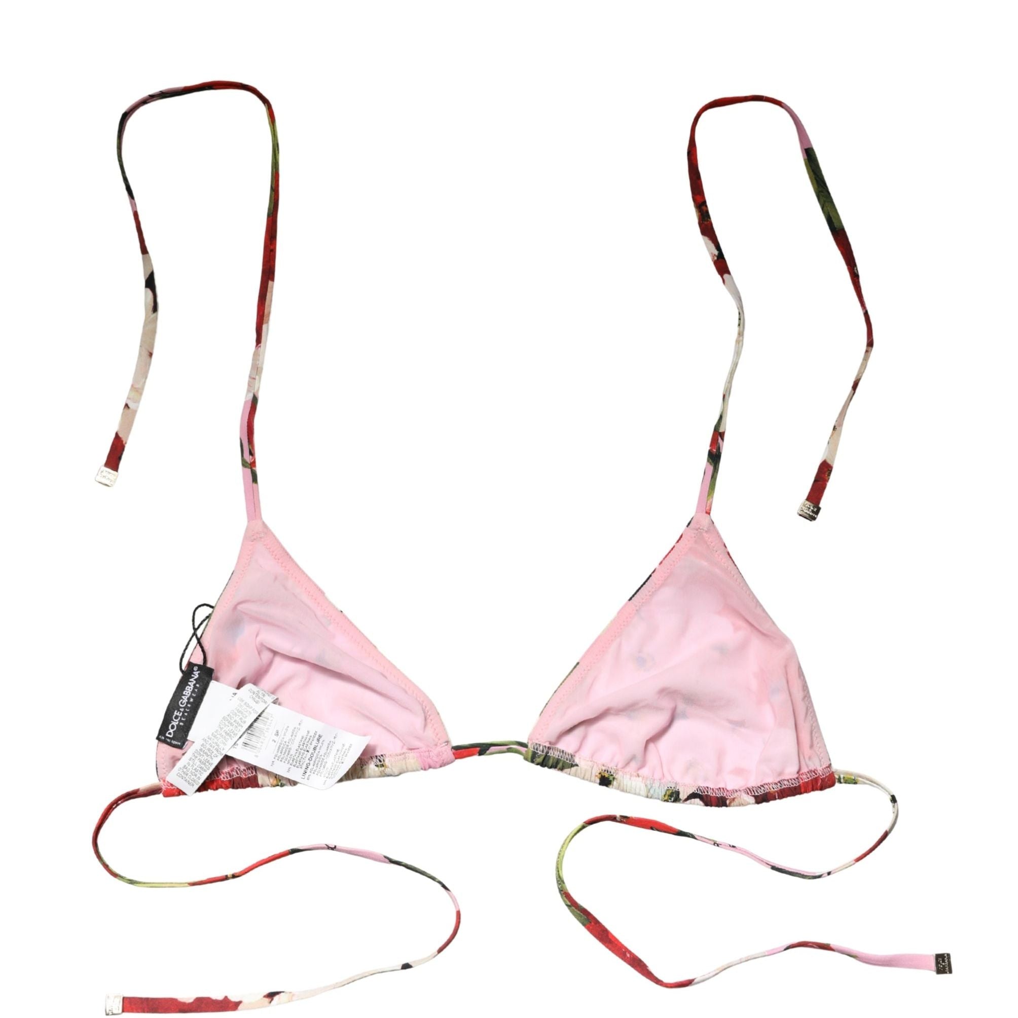 Dolce & Gabbana Multicolor Floral Triangle Bikini Top Swimwear