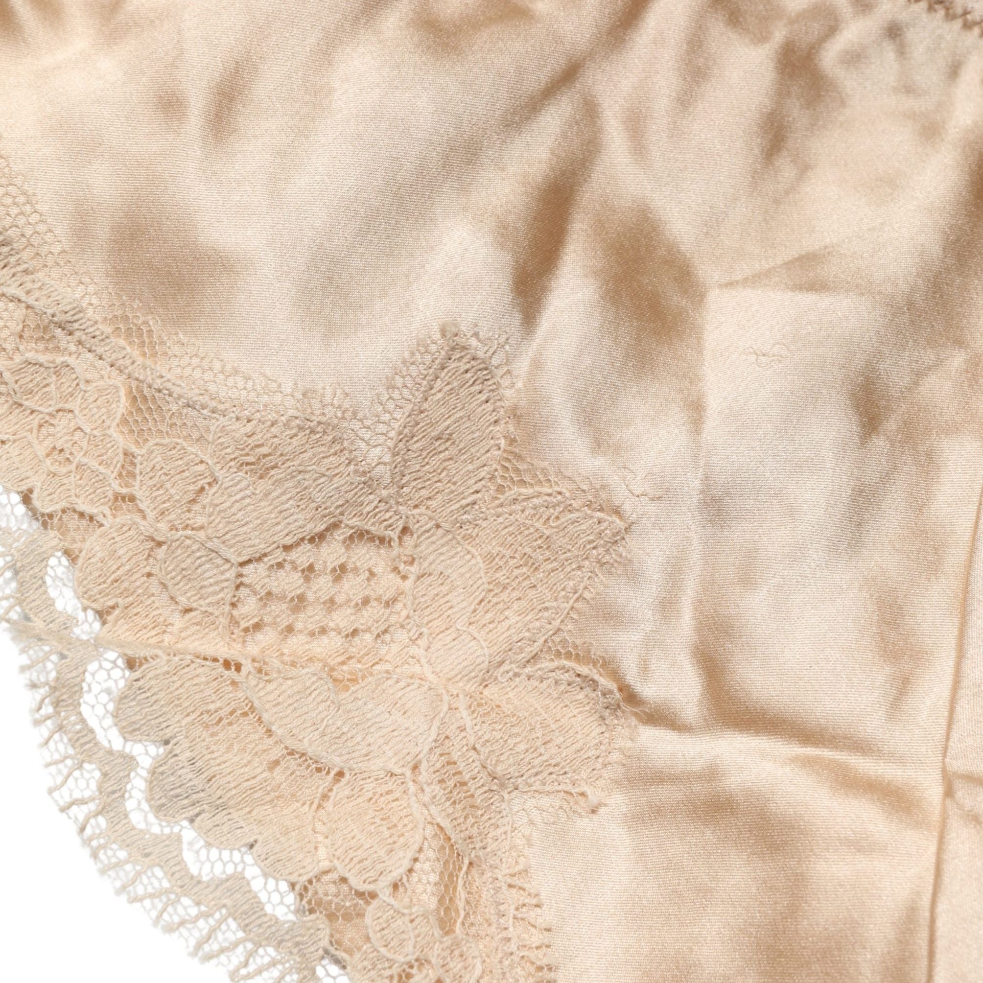 Dolce & Gabbana Beige Silk Satin Floral Lace Panty Brief Underwear