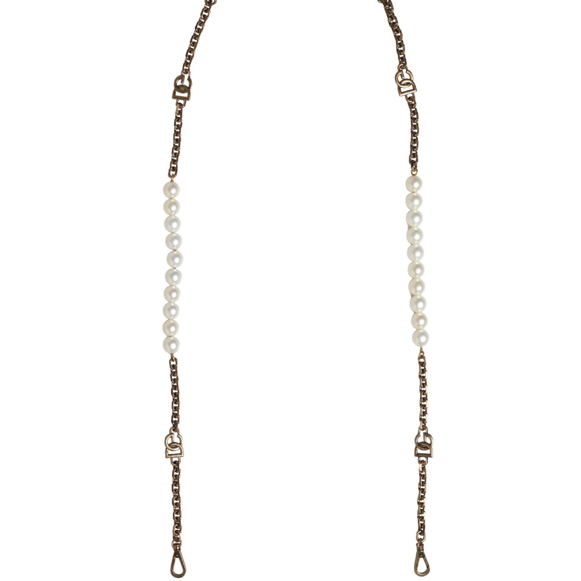 Dolce & Gabbana Black Leather Gold Chain Bag Accessory Shoulder Strap