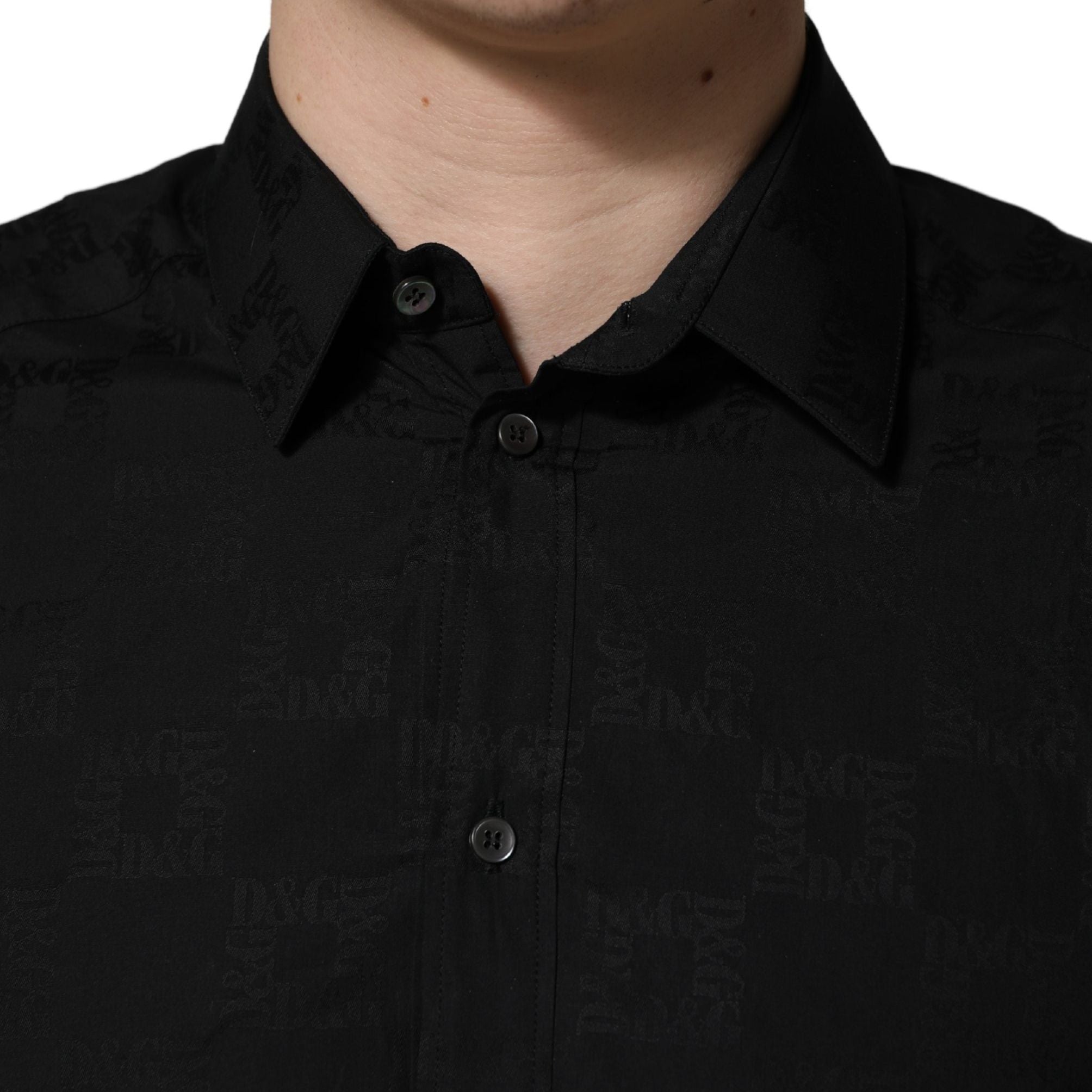 Dolce & Gabbana Black MARTINI Cotton Slim Dress Formal Shirt
