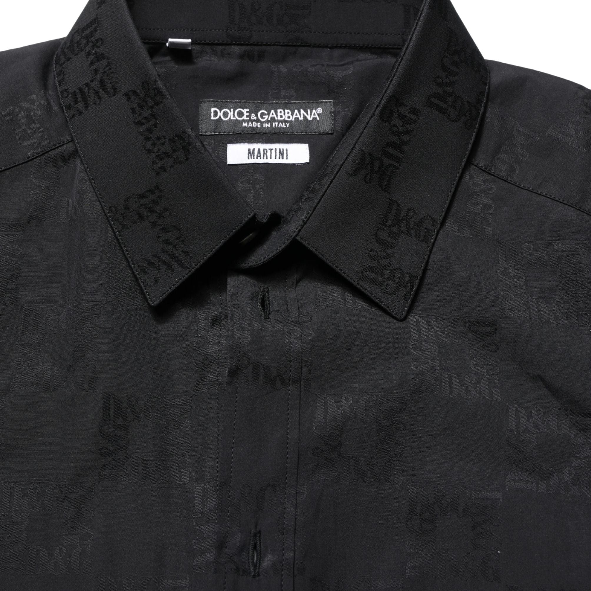 Dolce & Gabbana Black MARTINI Cotton Slim Dress Formal Shirt