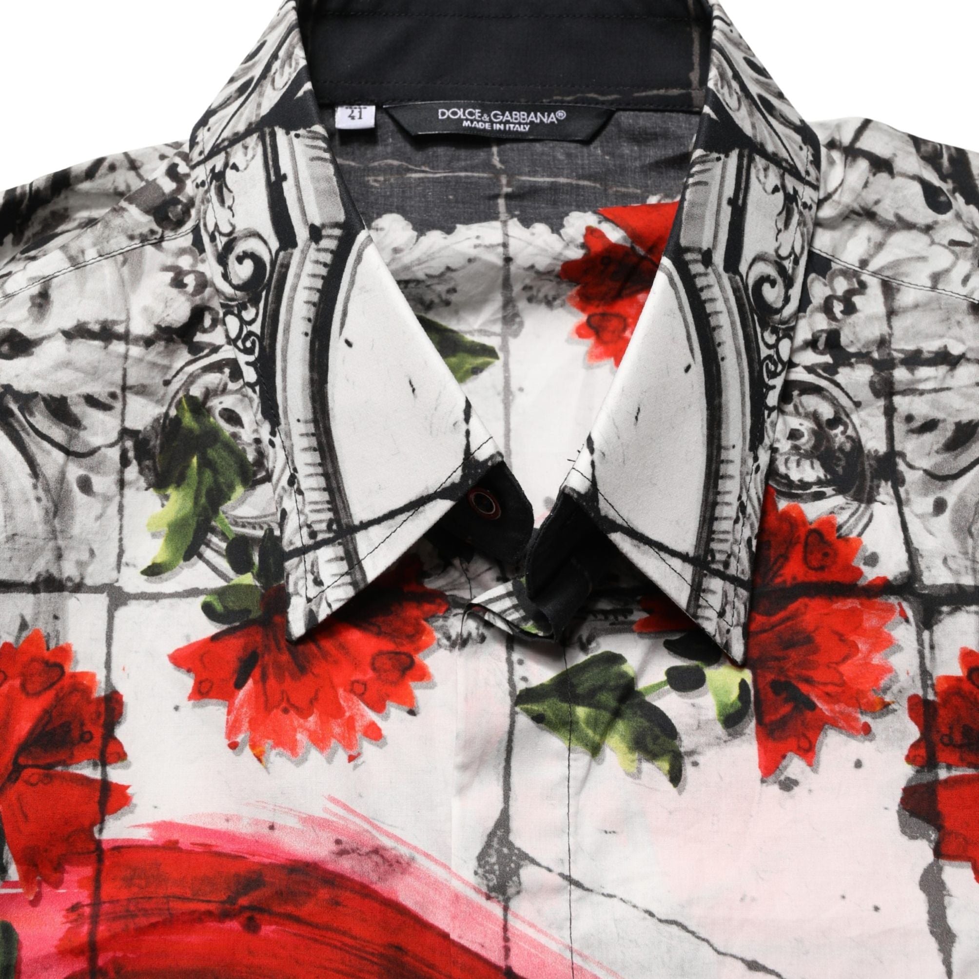 Dolce & Gabbana Multicolor Floral Bull Collared Men Dress Shirt