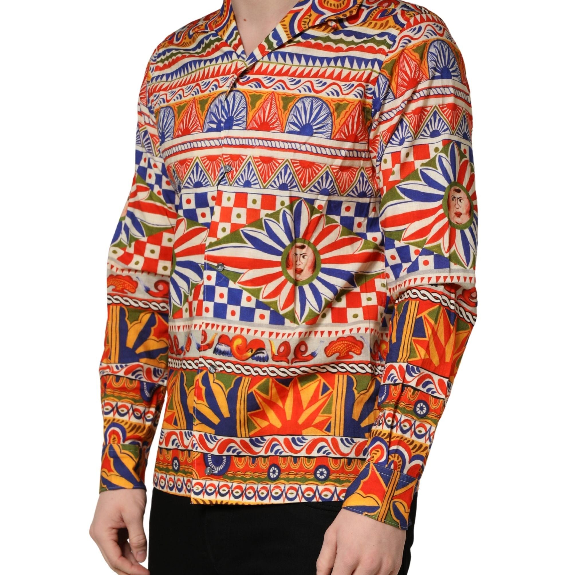 Dolce & Gabbana Multicolor Sicilian Carretto Twill Cotton Men Shirt