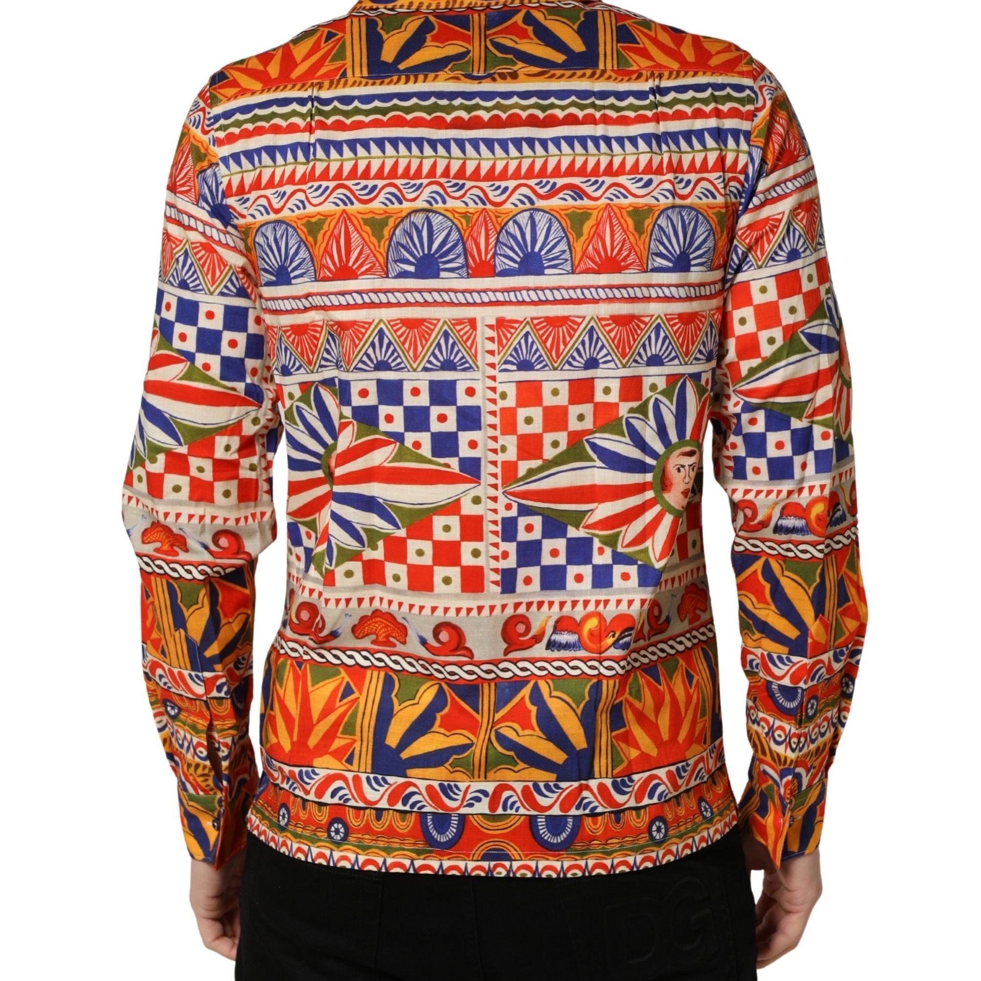 Dolce & Gabbana Multicolor Sicilian Carretto Twill Cotton Men Shirt