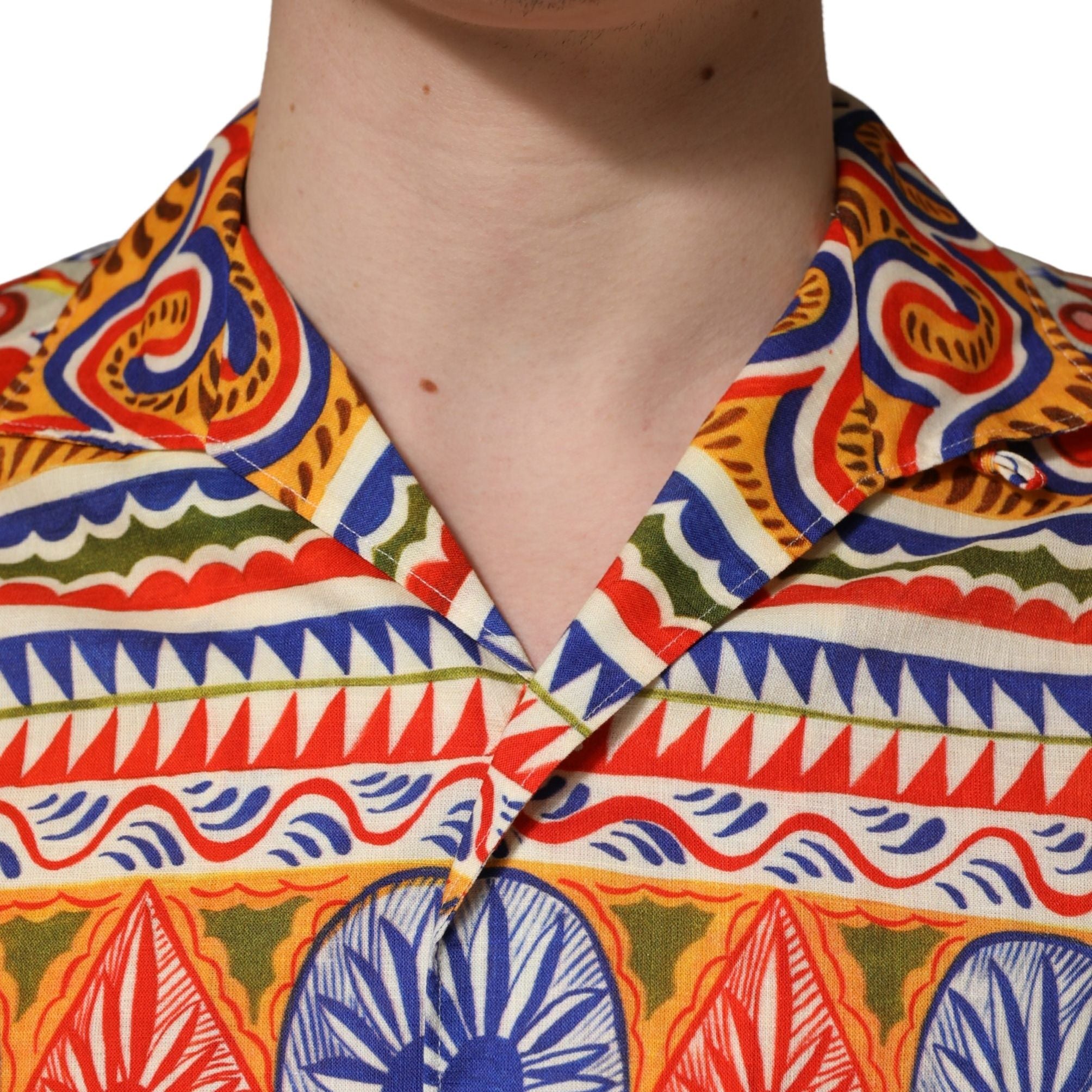 Dolce & Gabbana Multicolor Sicilian Carretto Twill Cotton Men Shirt