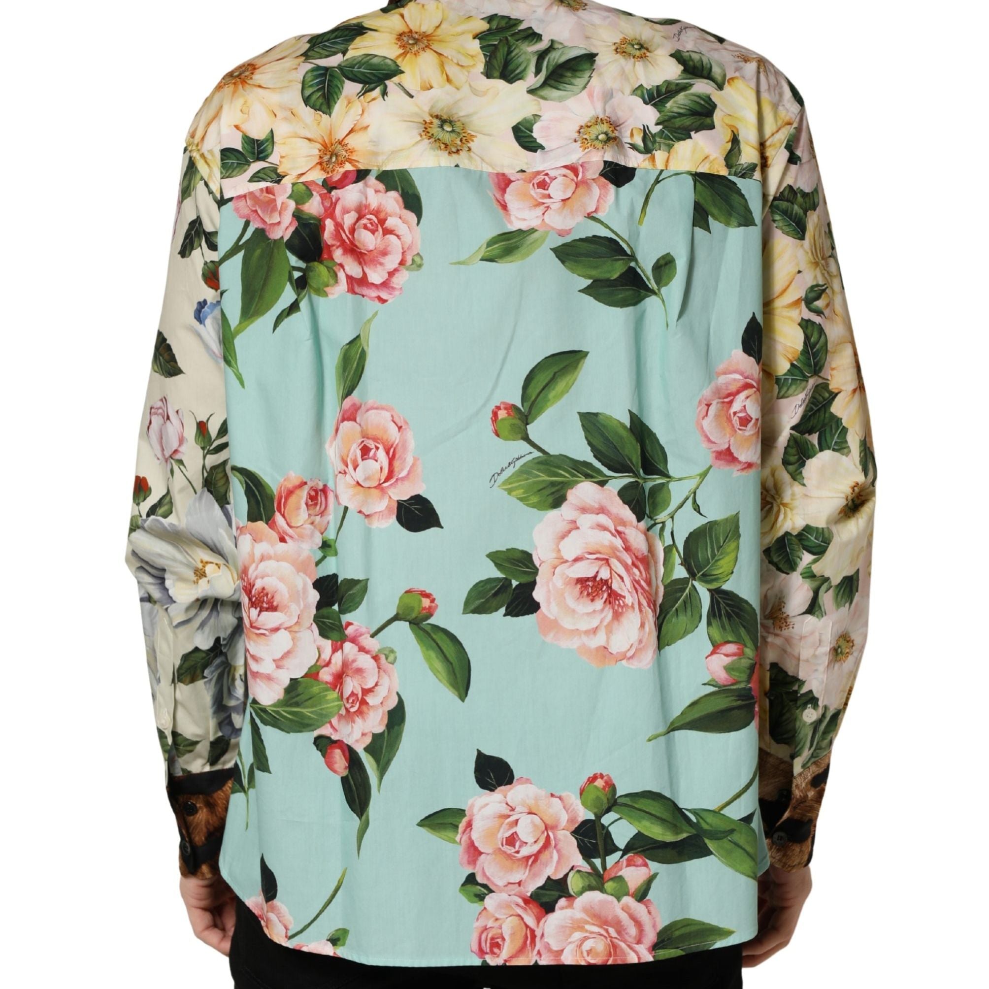 Dolce & Gabbana Multicolor Floral Animal Print Collared Shirt
