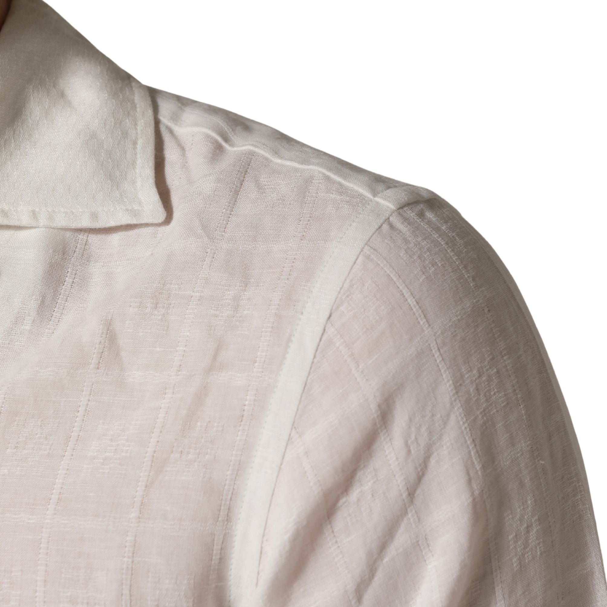 Dolce & Gabbana White Linen Short Sleeves Button Down Shirt