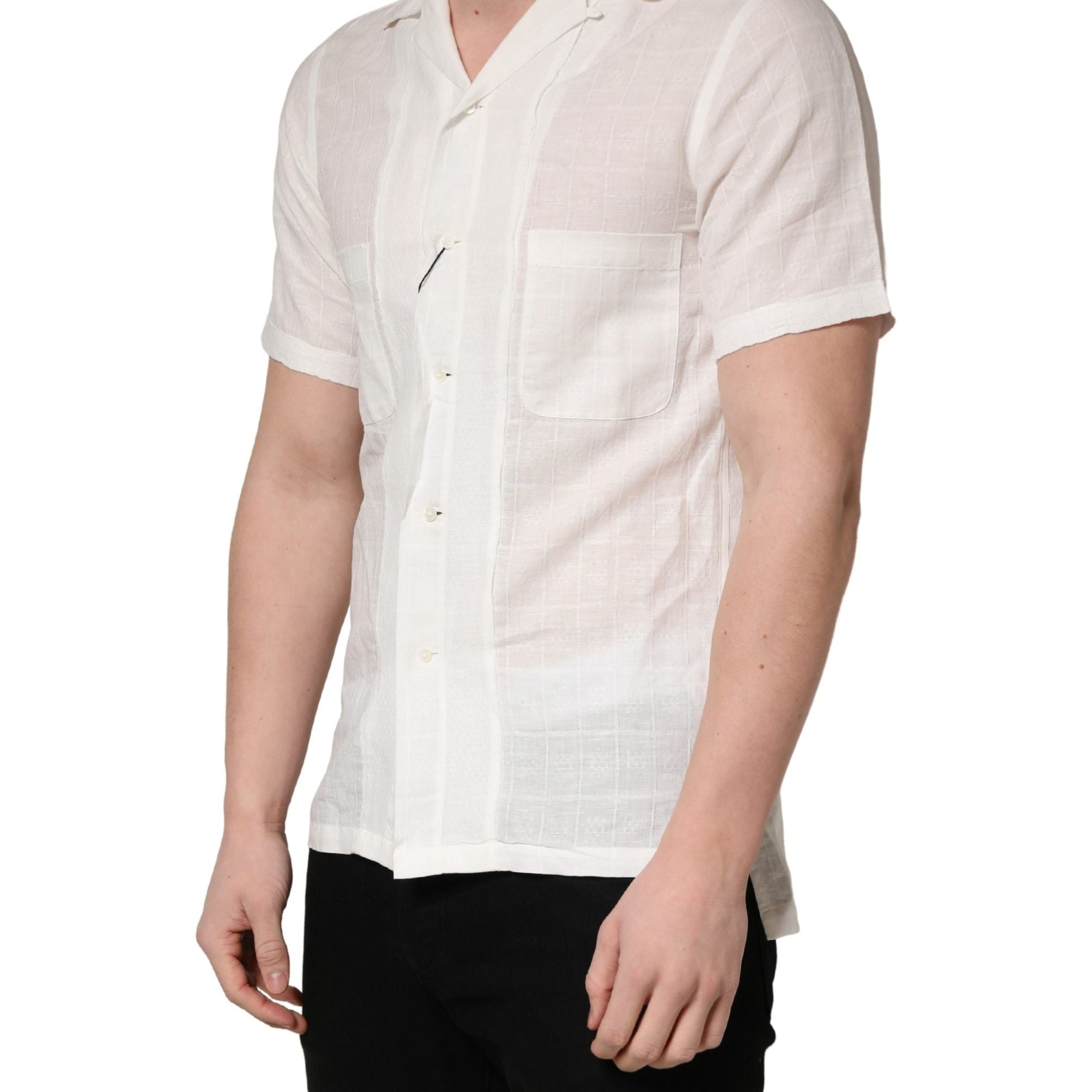 Dolce & Gabbana White Linen Short Sleeves Button Down Shirt