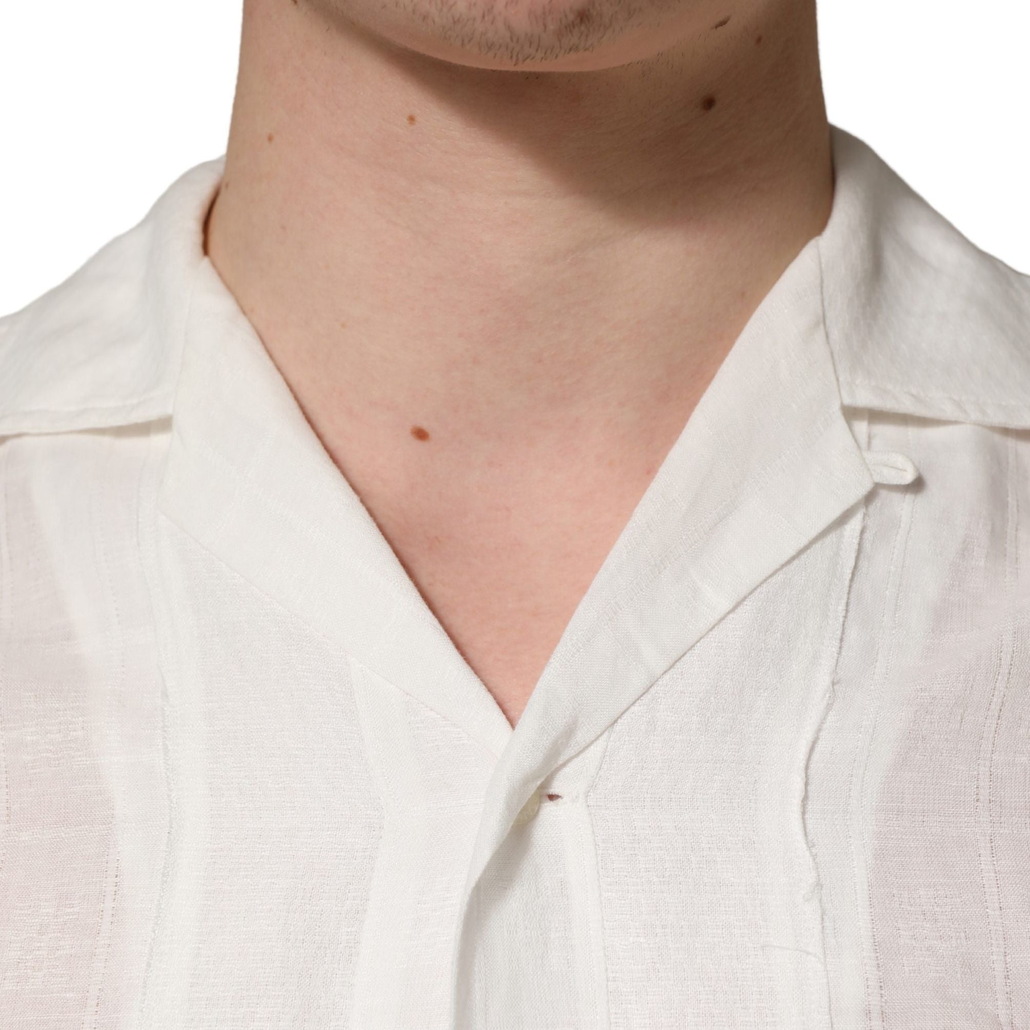 Dolce & Gabbana White Linen Short Sleeves Button Down Shirt