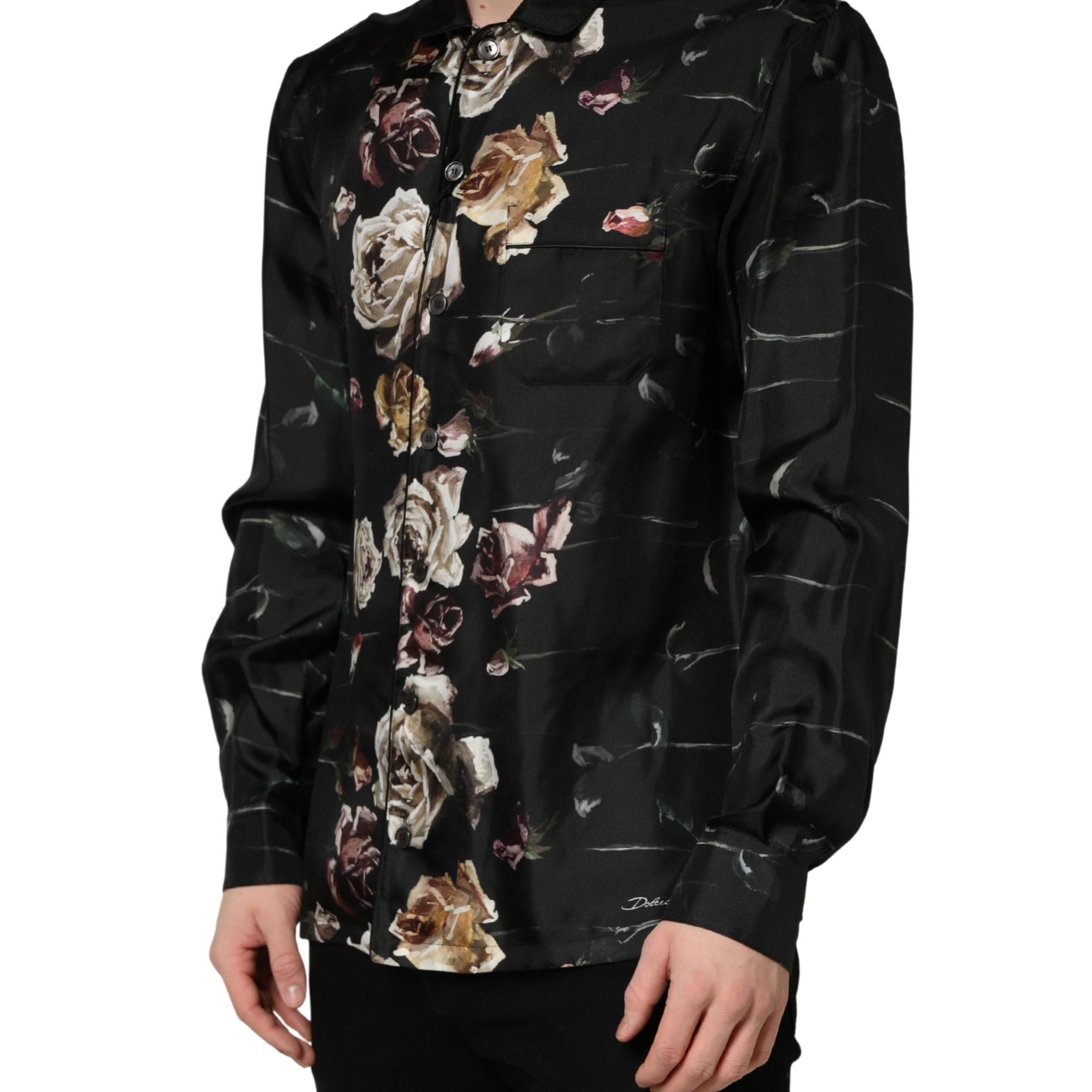 Dolce & Gabbana Black Floral Print Long Sleeves Casual Shirt