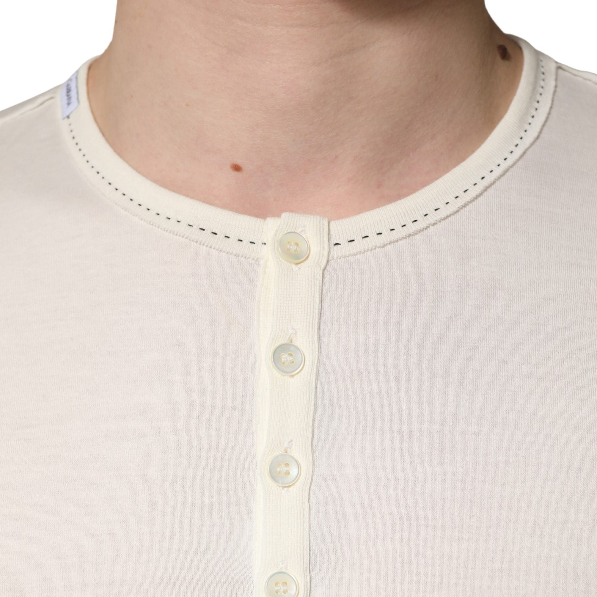 Dolce & Gabbana White Long Sleeves Henley Pullover Sweater