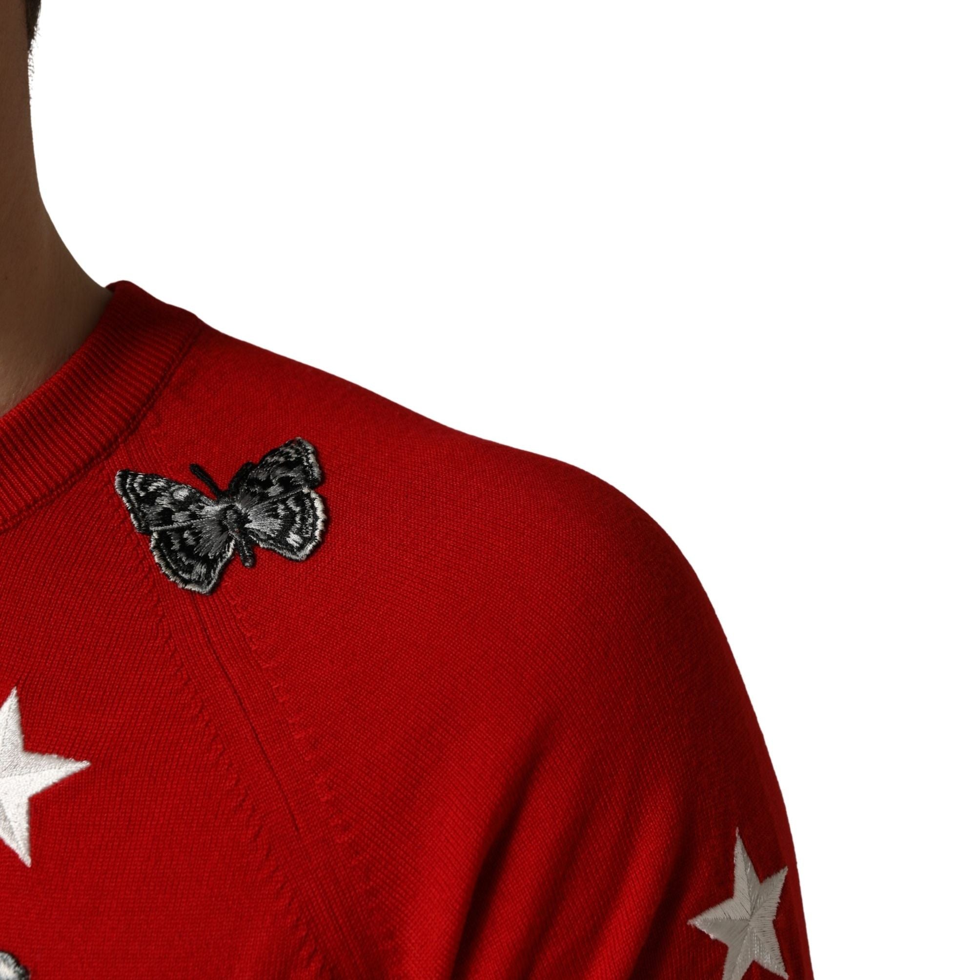 Dolce & Gabbana Multicolor Wool Butterfly Star Men Crew Neck Sweater