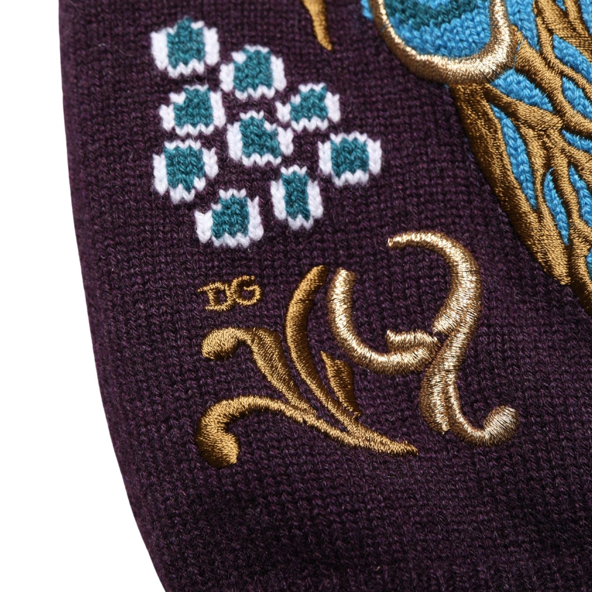 Dolce & Gabbana Bordeaux Cashmere Crown Embroidered Sweater