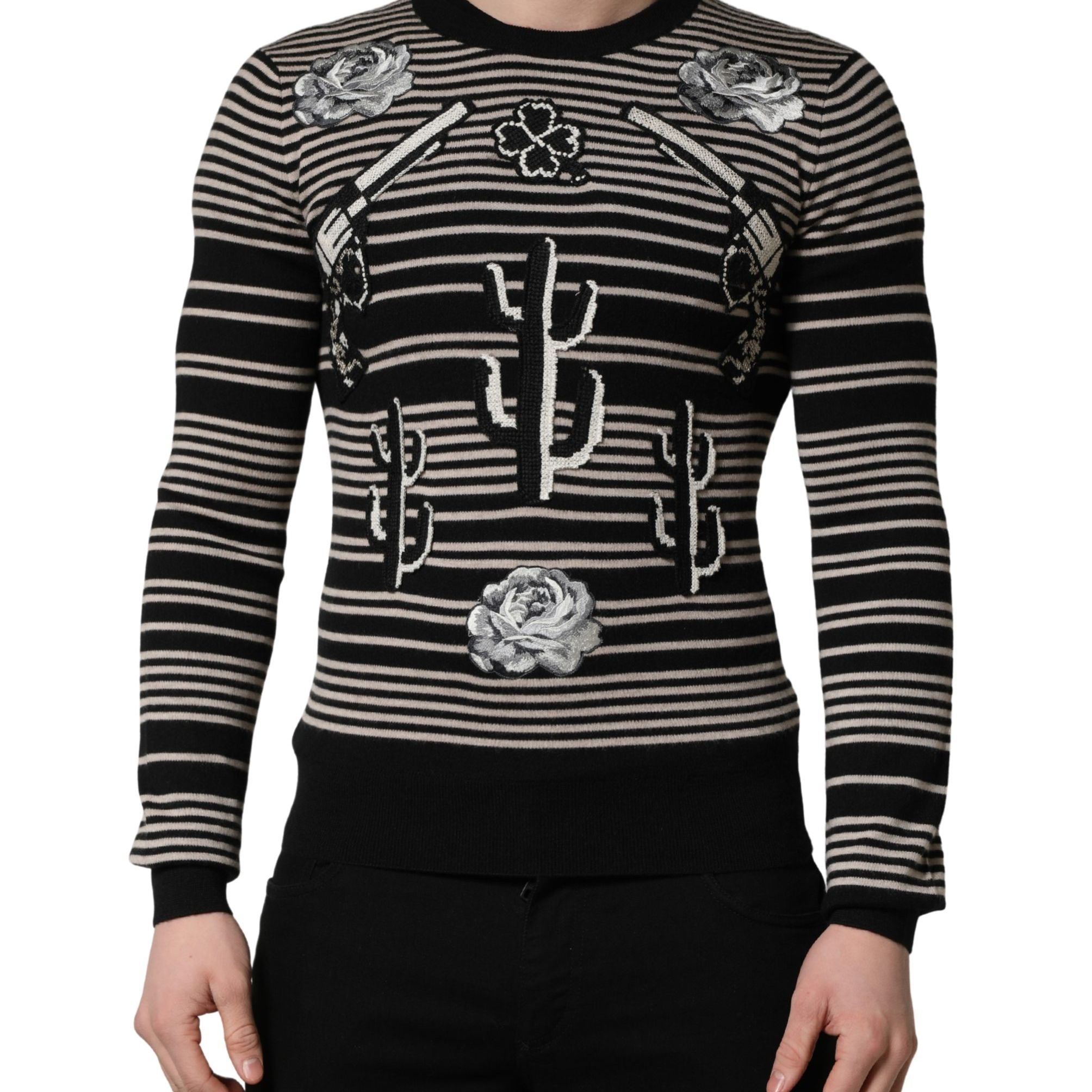 Dolce & Gabbana Multicolor Cashmere Striped CrewNeck Sweater