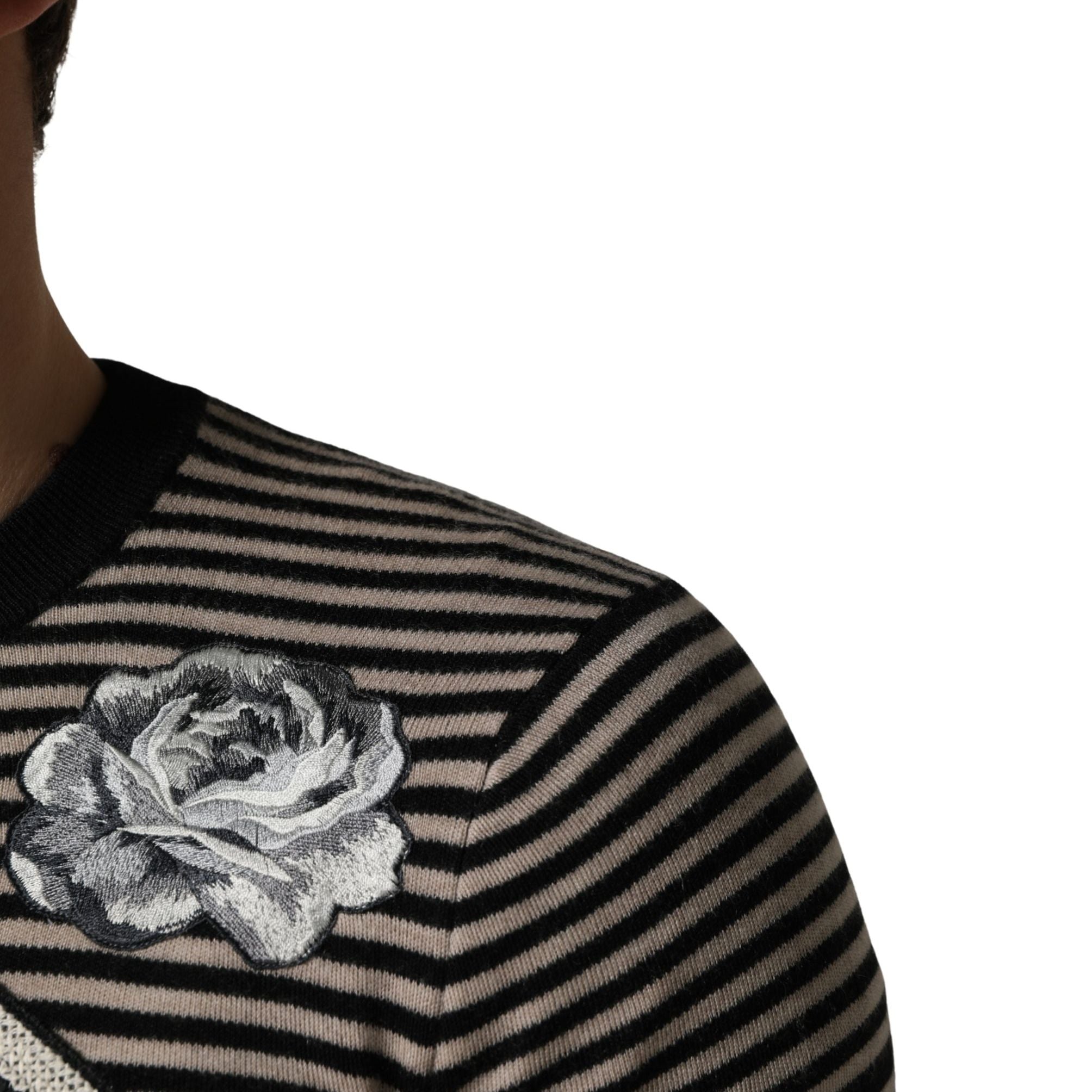 Dolce & Gabbana Multicolor Cashmere Striped CrewNeck Sweater