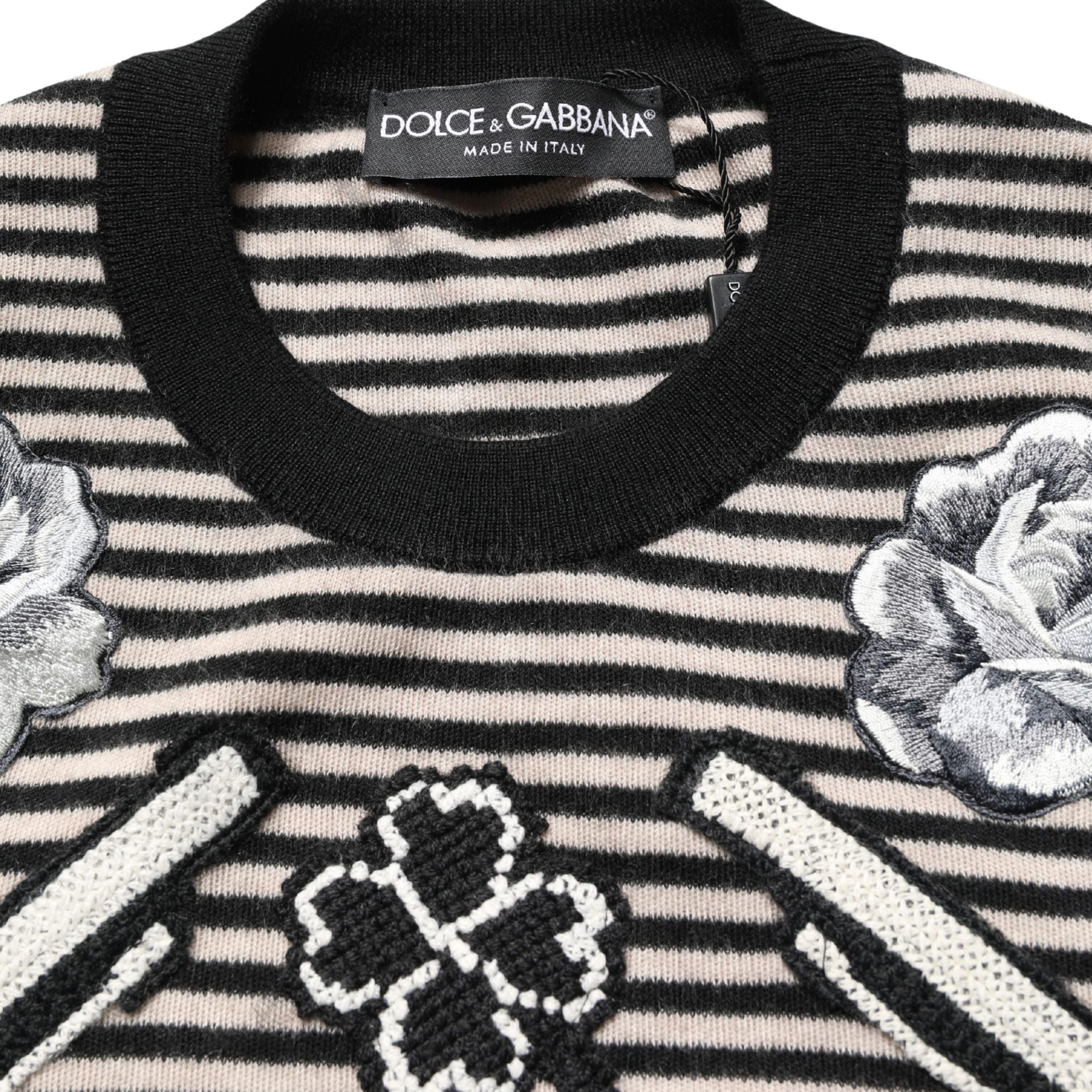 Dolce & Gabbana Multicolor Cashmere Striped CrewNeck Sweater