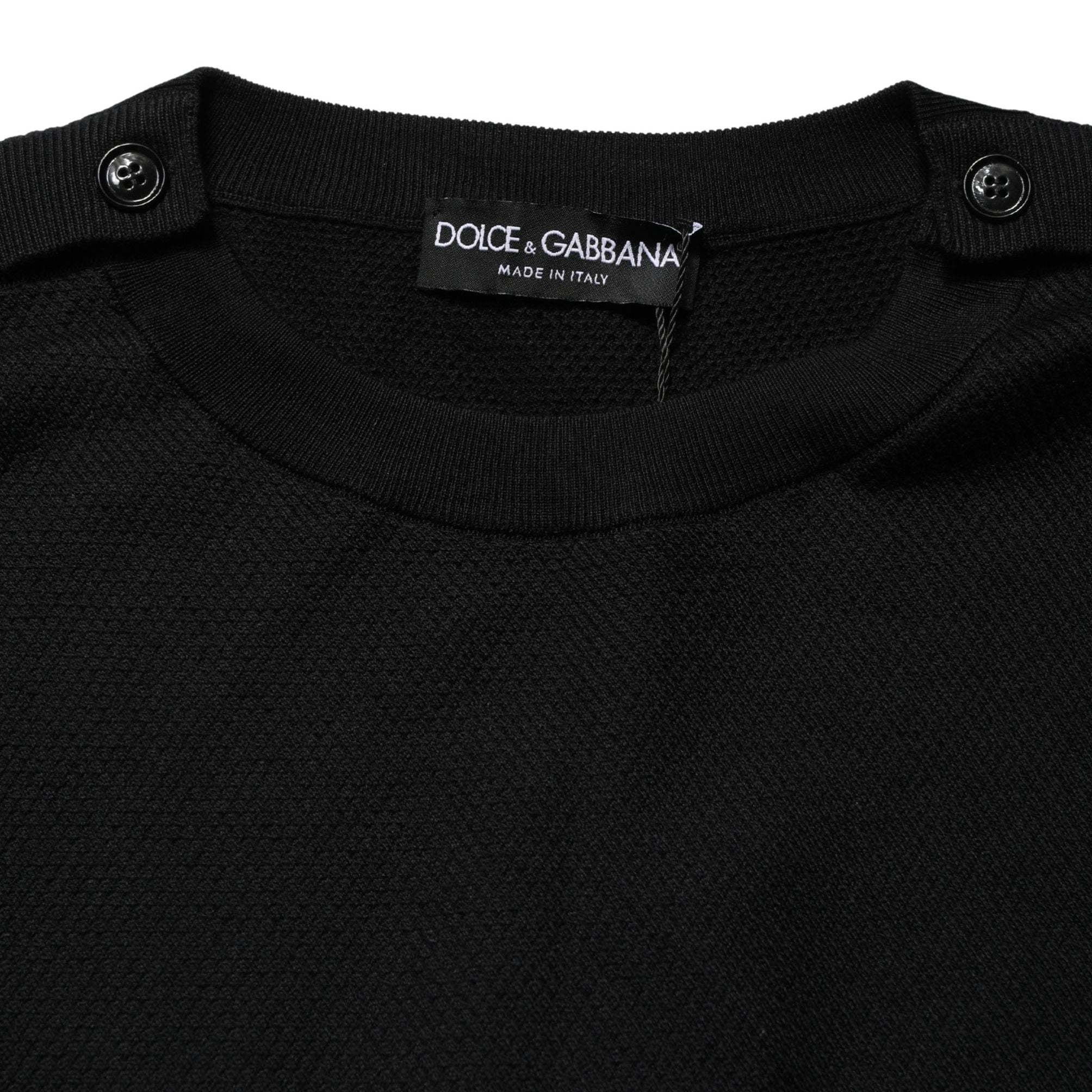 Dolce & Gabbana Black Crew Neck Long Sleeve Pullover Sweater