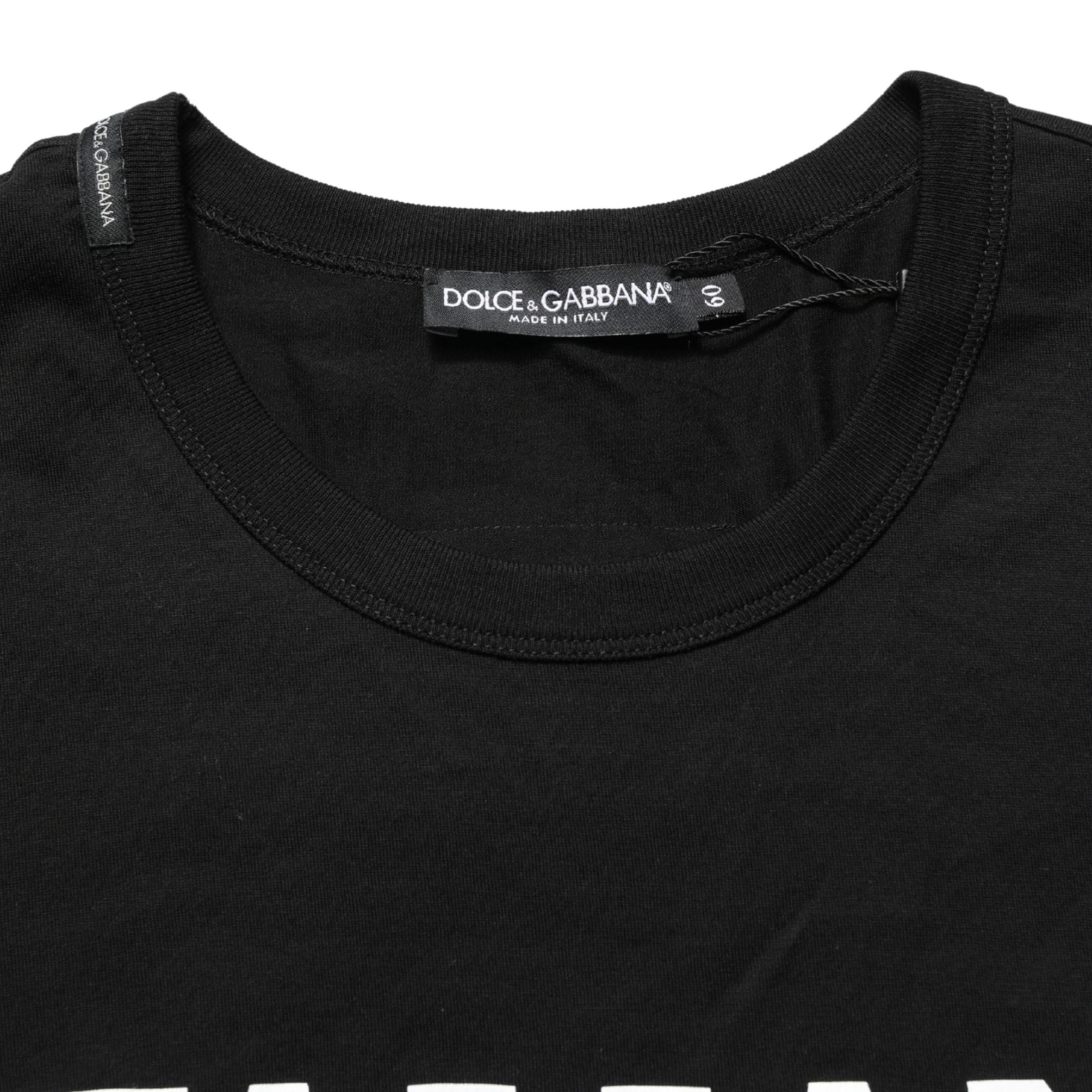 Dolce & Gabbana Black Camouflage Graphic Cotton Crewneck T-shirt