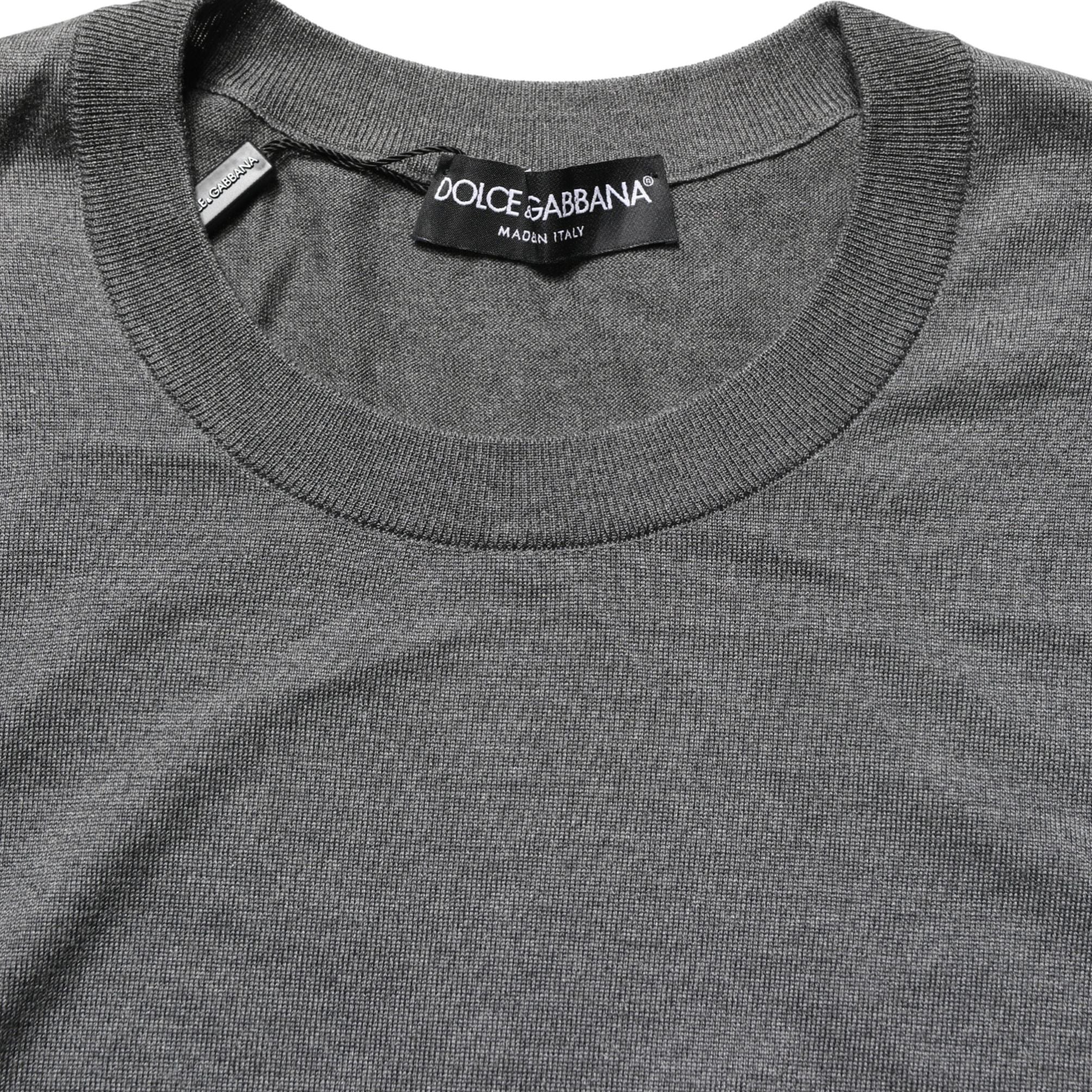 Dolce & Gabbana Gray Long Sleeves Crew Neck Pullover Sweater